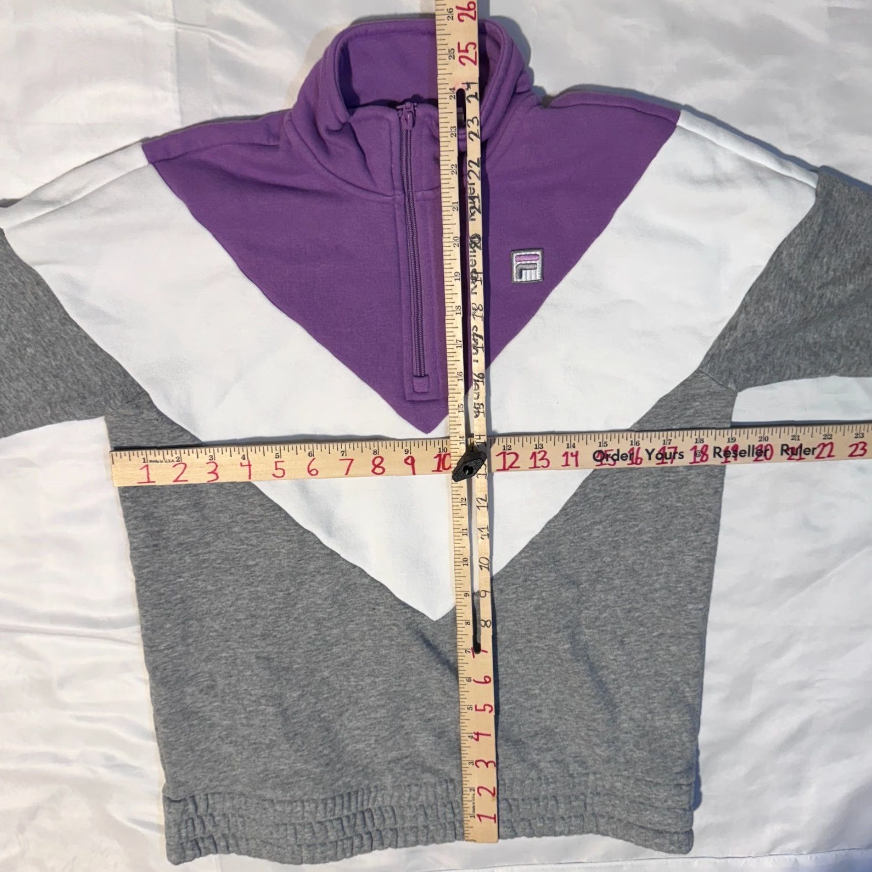 Fila FILA Womens Small Purple Gray Colorblock 1/4 Zip Sweatshirt Y2K Sweatshirt Crew Mock Neck Zip Colorblock Size S / US 4 / IT 40 - 6 Thumbnail