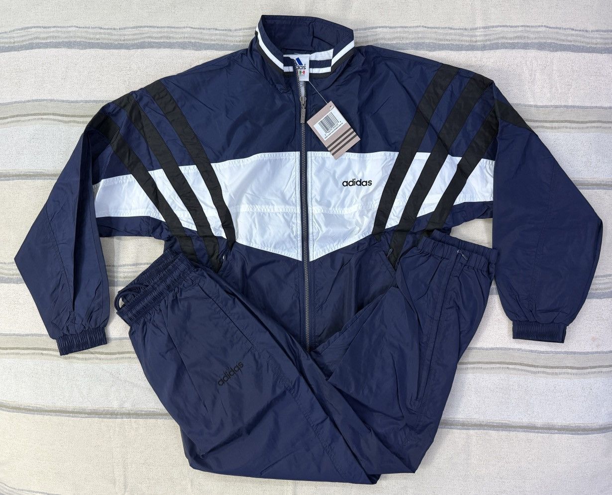 Adidas Vintage 1990s Adidas Santiago Warmup Tracksuit Navy Size S Size US S / EU 44-46 / 1 - 2 Thumbnail