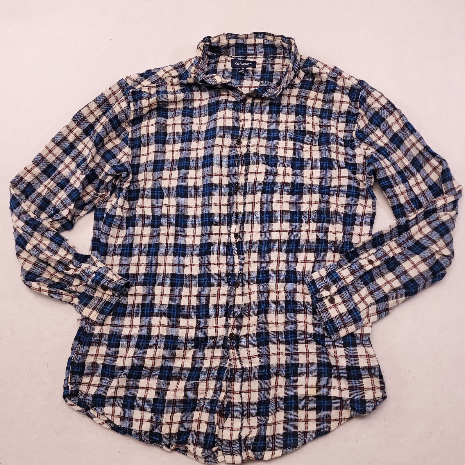 Croft & Barrow Croft & Barrow Tartan Flannel Shirt Mens Size M White Blue Size US M / EU 48-50 / 2 - 2 Thumbnail