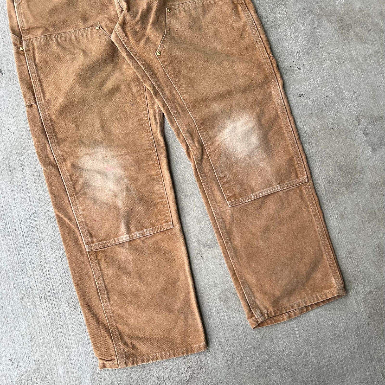 Carhartt × Vintage Carhartt brown faded double knee work wear carpenter pants Size US 31 - 3 Thumbnail