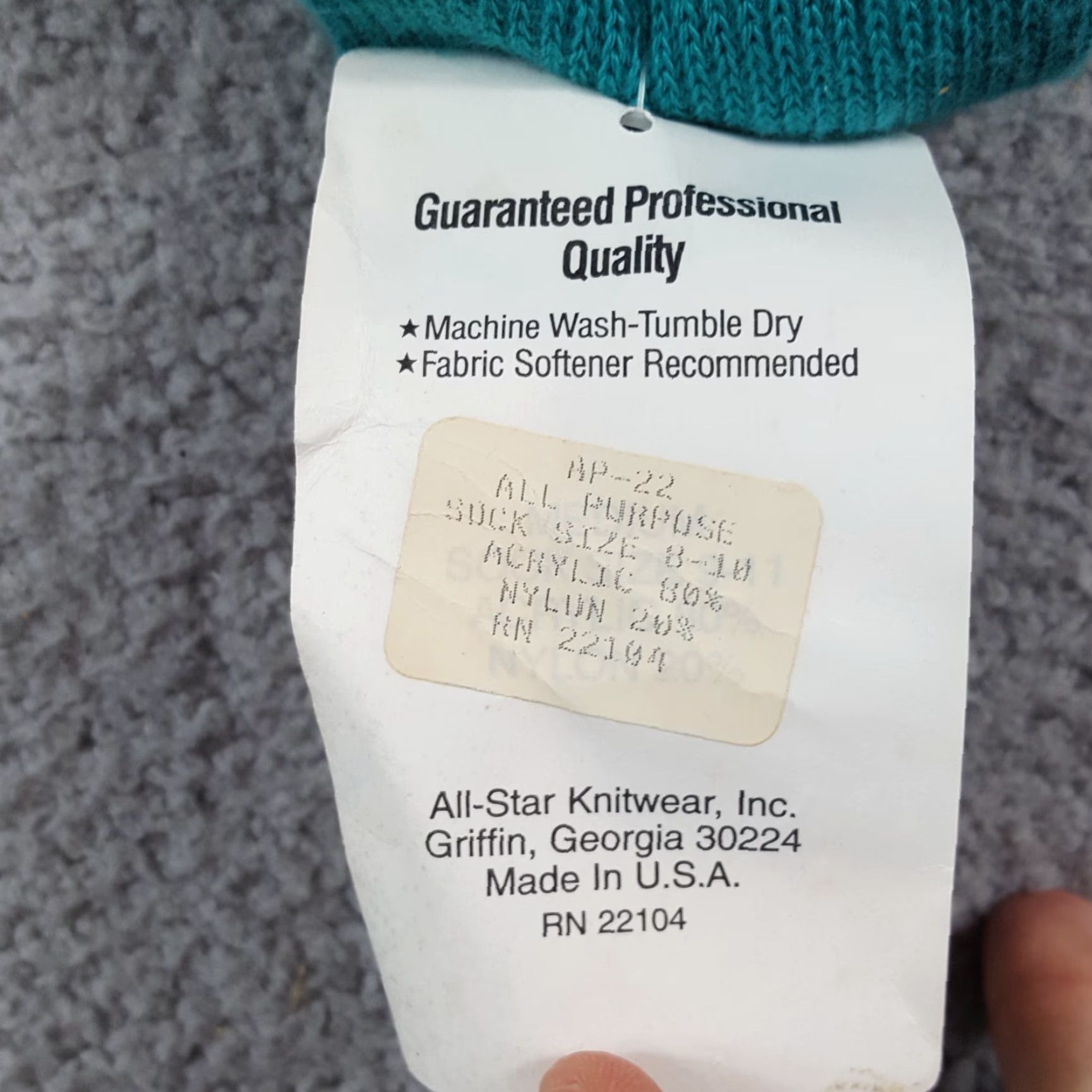 Altea VINTAGE All-Star Socks Sport Pro Cushion Men's 8-10 USA Knit Teal Blue 80s 90s Athletic Socks Mens Size ONE SIZE - 3 Thumbnail