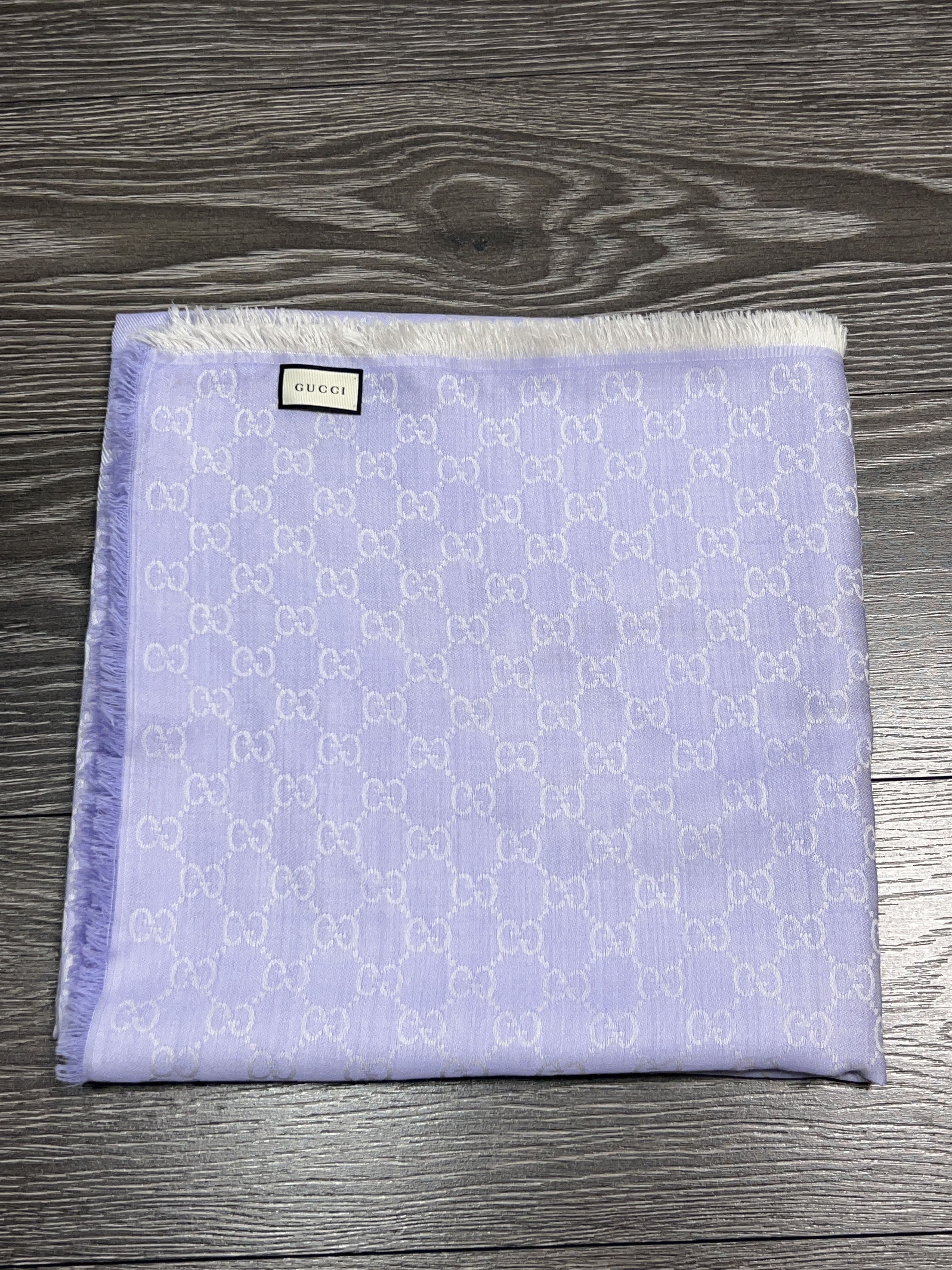 Gucci GG Guccissima Square Wool Silk 140x140 cm Purple Scarf Shawl Size ONE SIZE - 13 Thumbnail