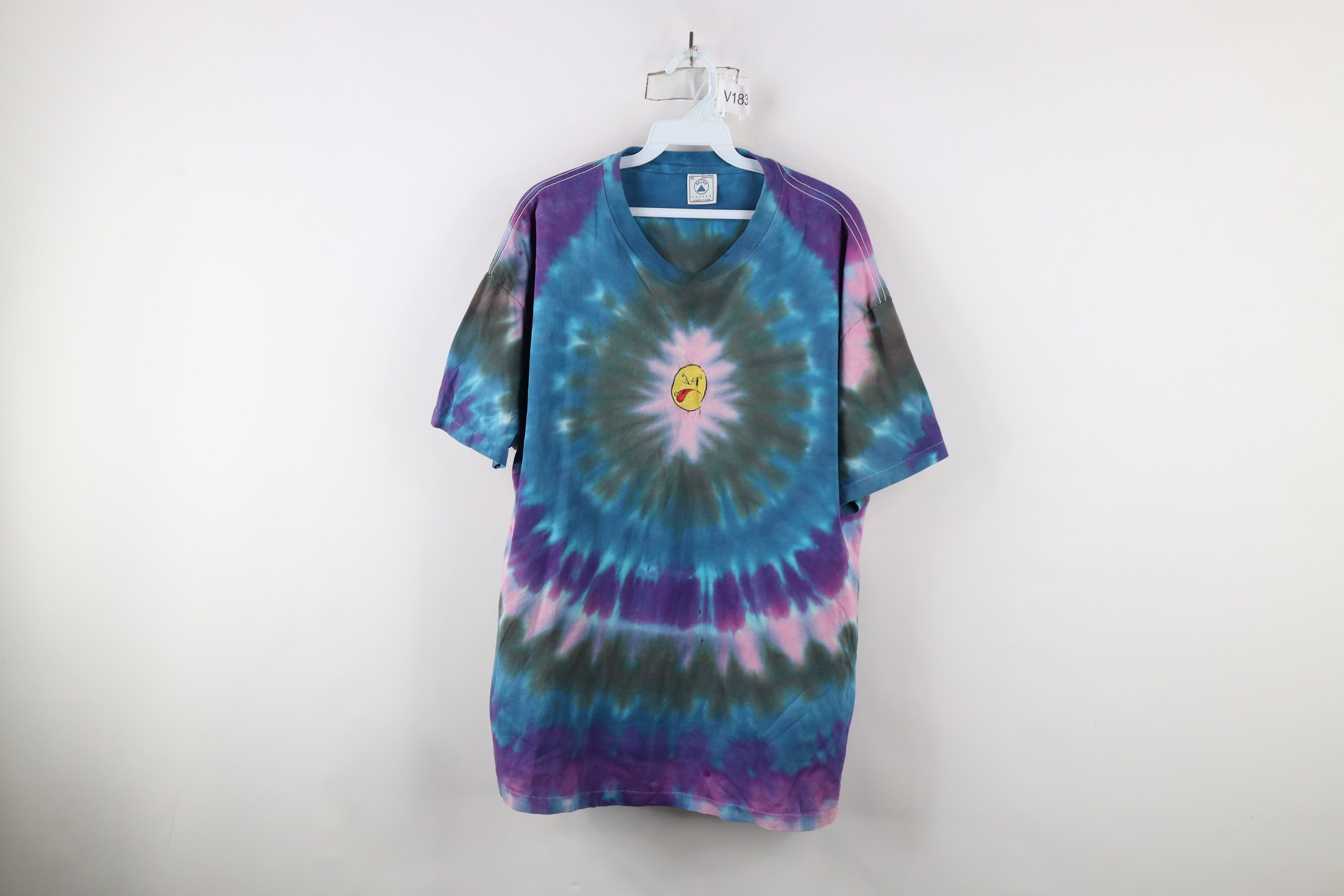 Vintage Vintage 90s Streetwear Smiley Face Tie Dye T-Shirt USA Size US XL / EU 56 / 4 - 1 Thumbnail