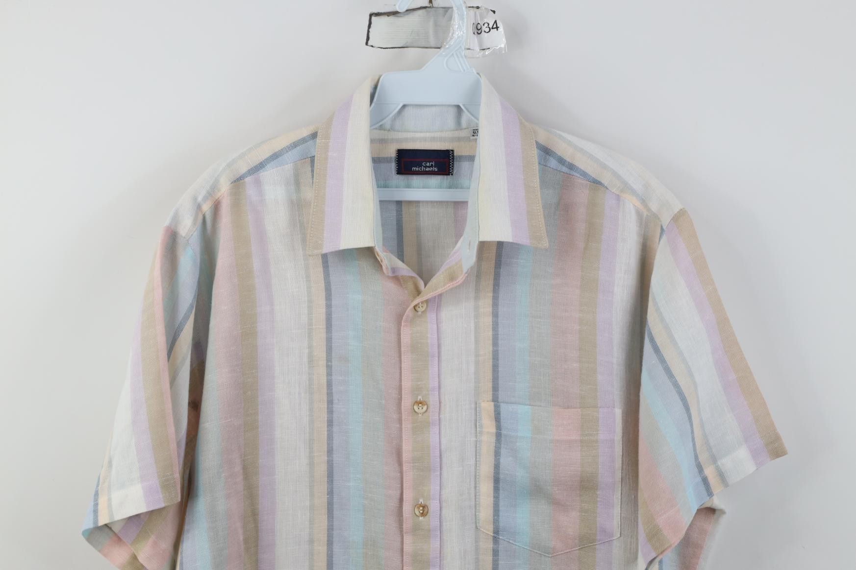 Vintage Vintage 70s Streetwear Knit Pastel Striped Button Shirt USA Size US L / EU 52-54 / 3 - 2 Thumbnail