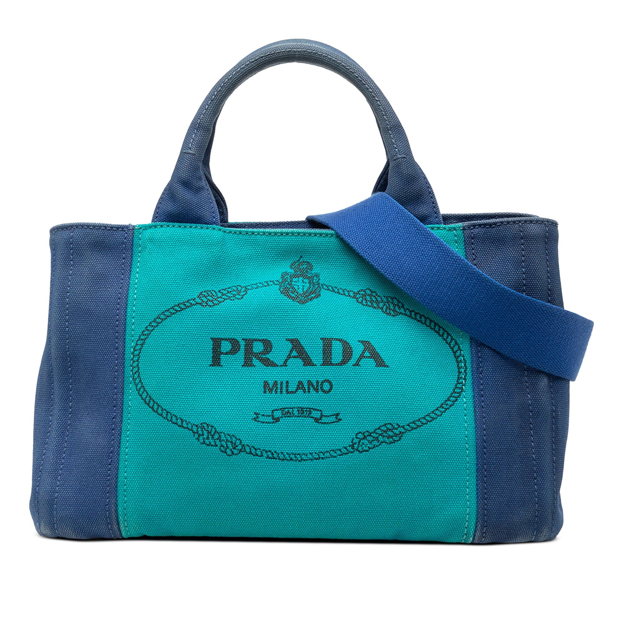 Prada Small Bicolor Canvas Canapa Logo Satchel Size ONE SIZE - 1 Thumbnail