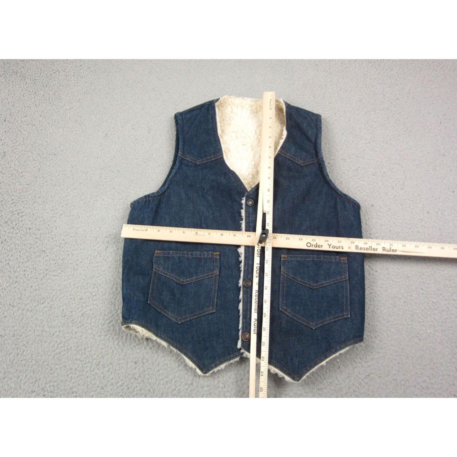 Denime VINTAGE Western Trucker Vest Mens Small 38 Blue Sherpa Lined Denim 60s 50s 80s 90s Size US XXS / EU 40 - 5 Thumbnail