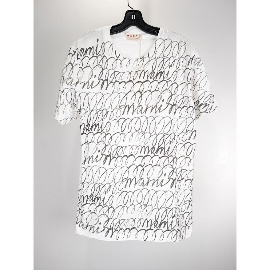 o1rshd1 Scribbled Marni Organic Jersey T-Shirt in Lily White