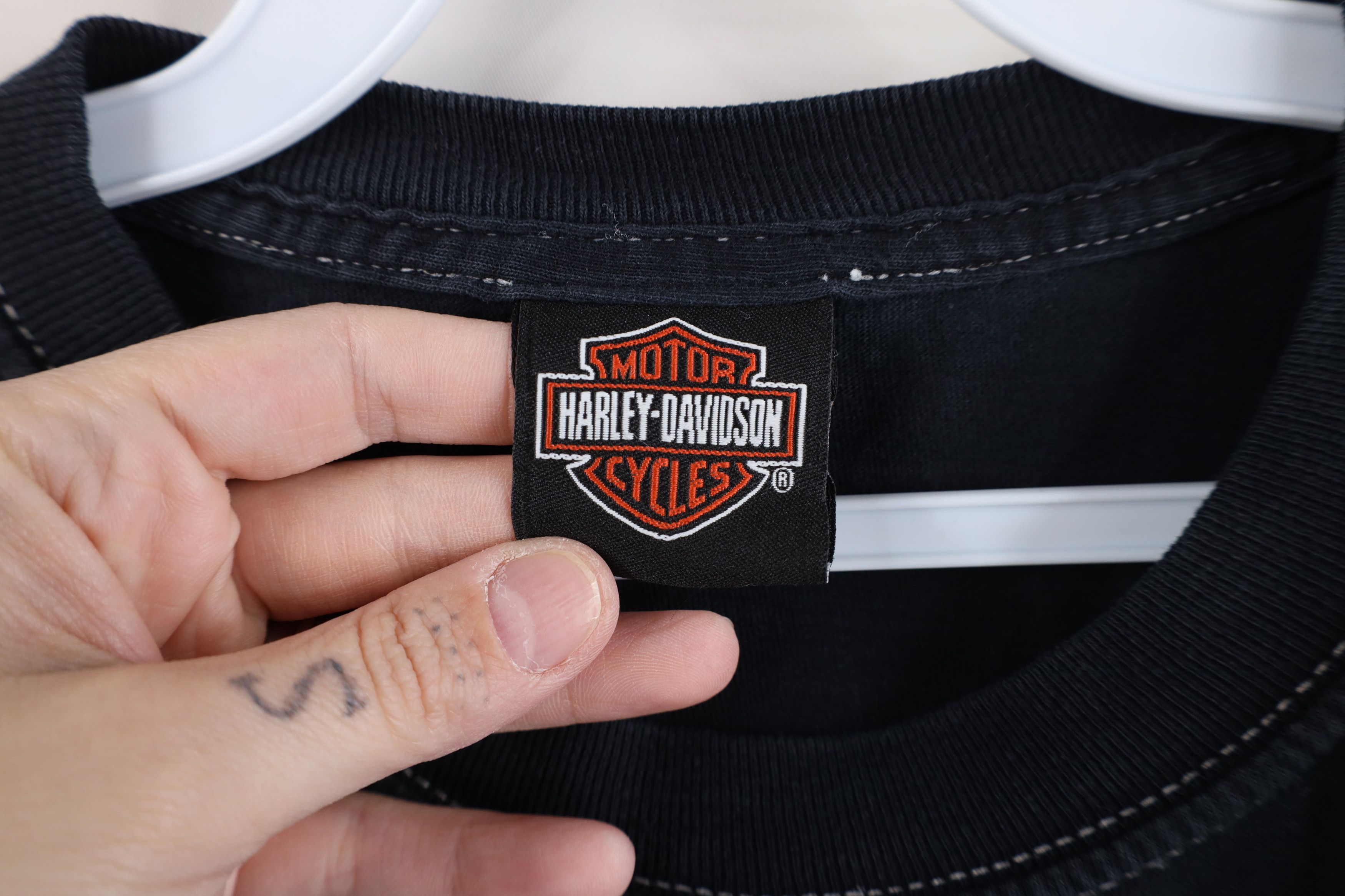 Harley Davidson × Vintage Vintage Y2K Harley Davidson Big Logo T-Shirt Black Size US L / EU 52-54 / 3 - 9 Thumbnail