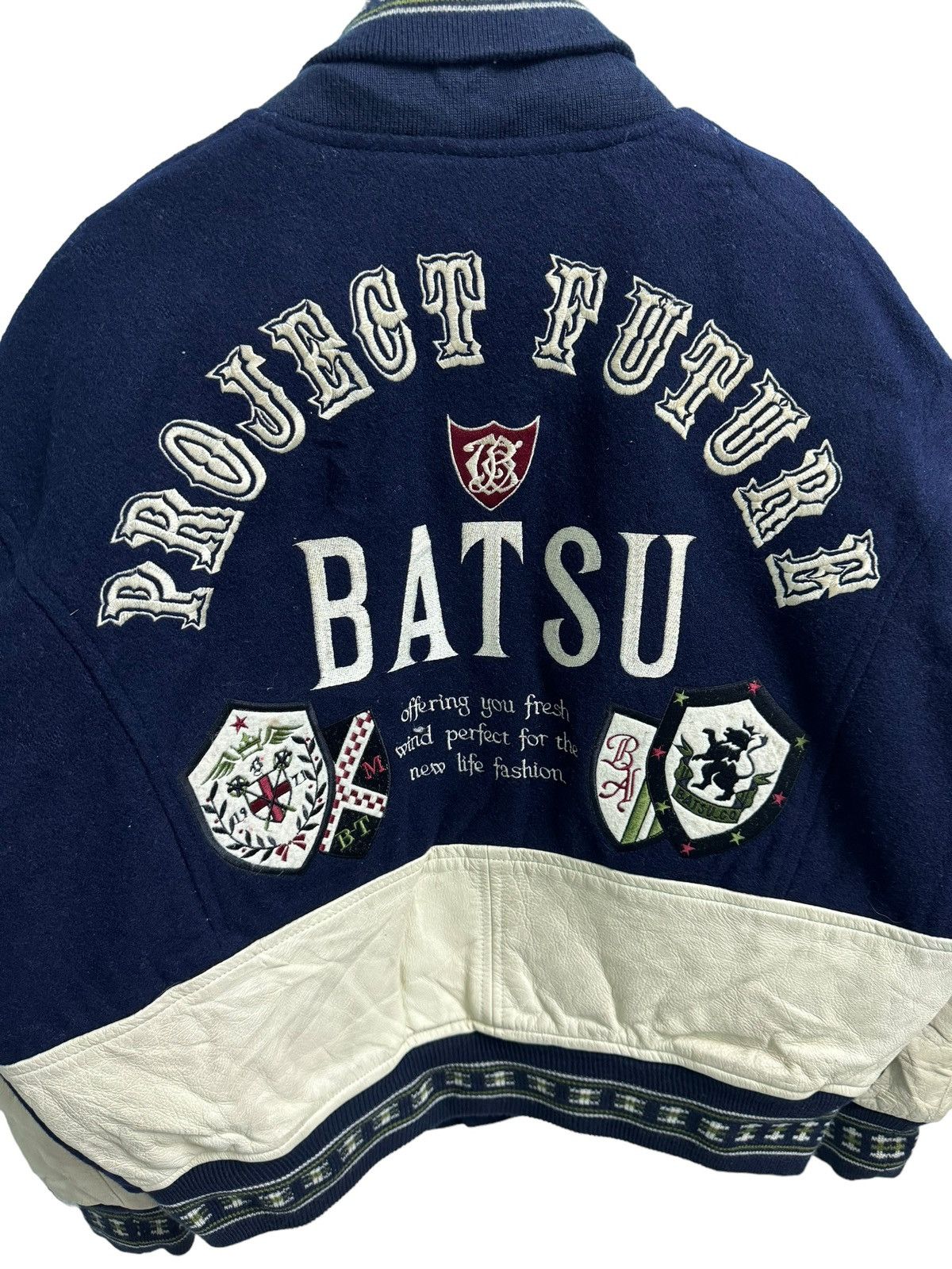 Japanese Brand Vintage Project Future Bat-Su Varsity Leather Jacket Size US L / EU 52-54 / 3 - 18 Thumbnail