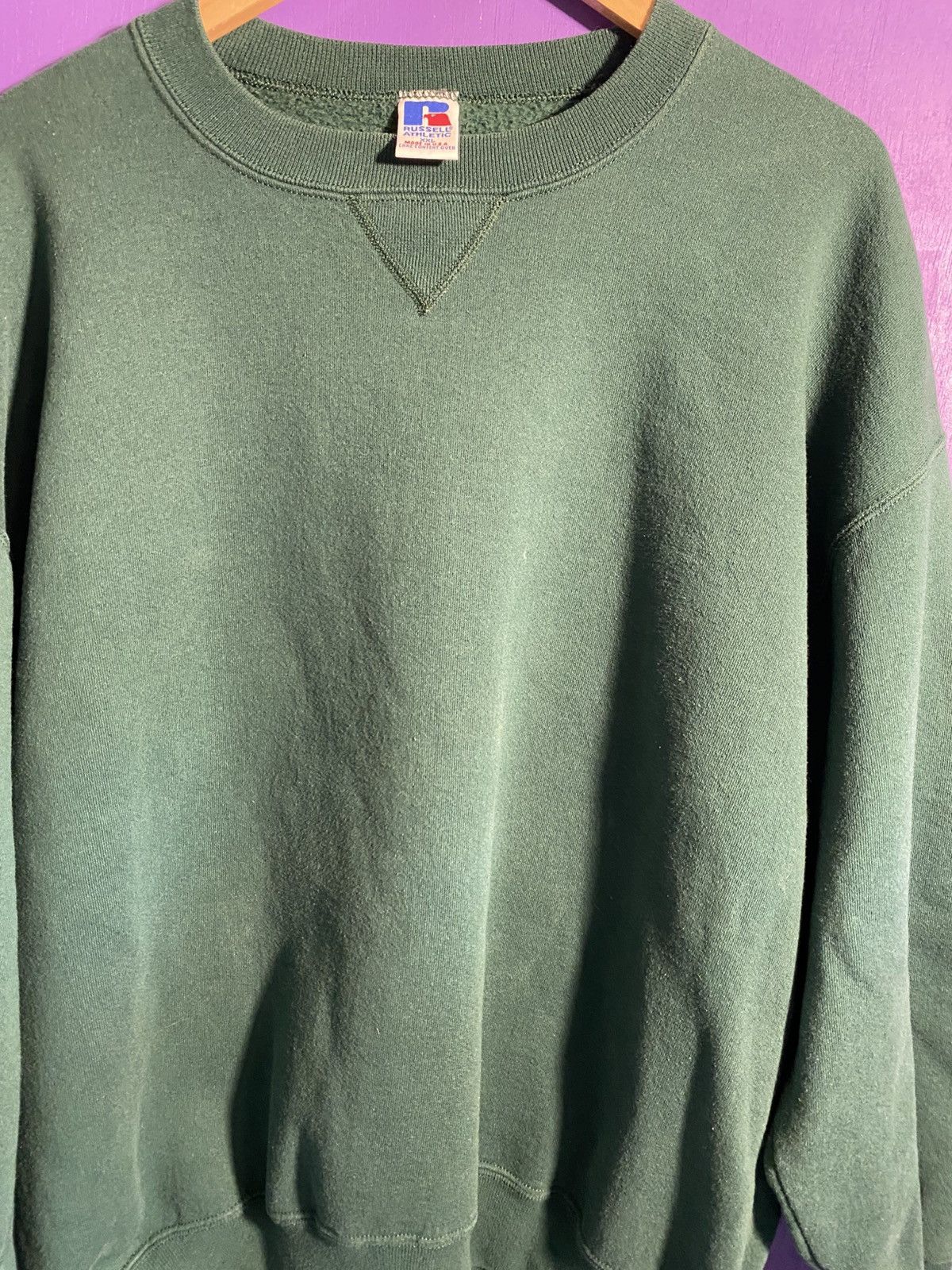 Russell Athletic Vintage 90s Russell athletic blank green sweatshirt Size US XXL / EU 58 / 5 - 3 Thumbnail