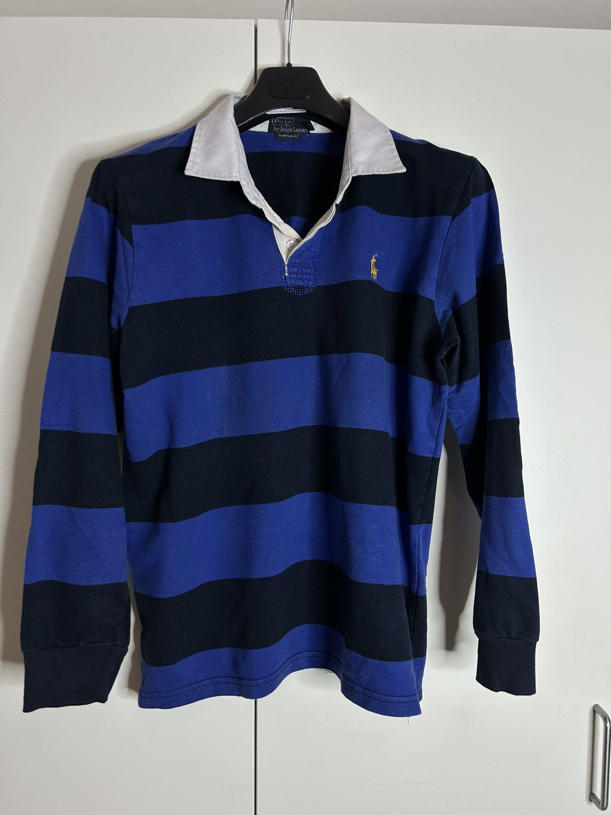 Polo Ralph Lauren × Ralph Lauren × Vintage Vintage 90s Polo Striped Boxy Rugby Polo Long Sleeve Shirt Size US XL / EU 56 / 4 - 1 Thumbnail