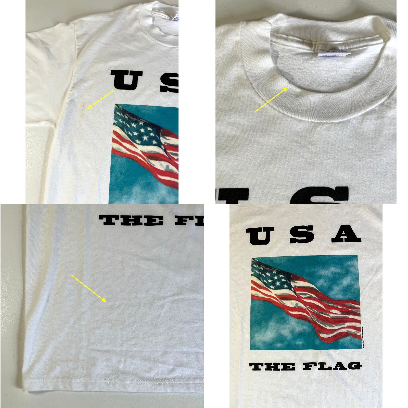 Jerzees VINTAGE Jerzees T-Shirt USA Flag Graphic 1993 Monuments of America White Cotton L Mens Size US L / EU 52-54 / 3 - 8 Thumbnail