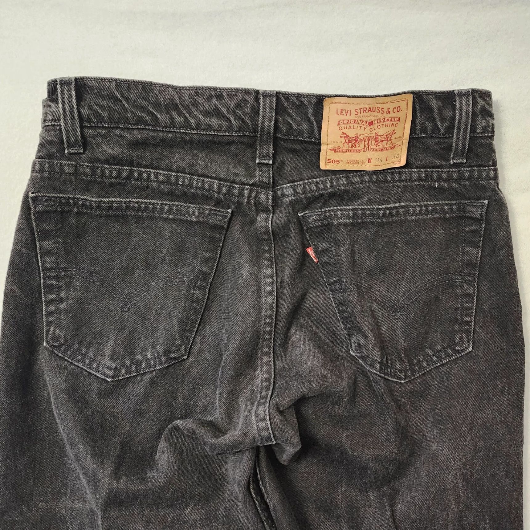 Levi's VINTAGE Levi's 505 Jeans Straight Men 34x34 Black Acid Wash USA 90s City Dad Jeans Mens Regular Inseam 34"} Size US 32 / EU 48 - 4 Thumbnail