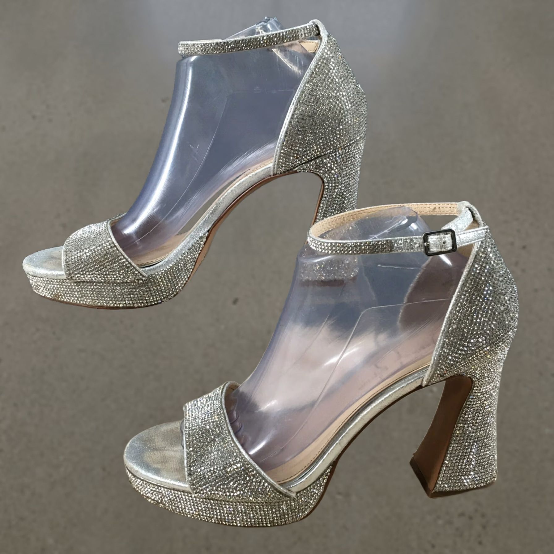 Jessica Simpson Jessica Simpson Sandals Womens 9.5M Fonilda Ankle Strap Silver Rhinestones Heels Size US 10 / IT 40 - 1 Thumbnail