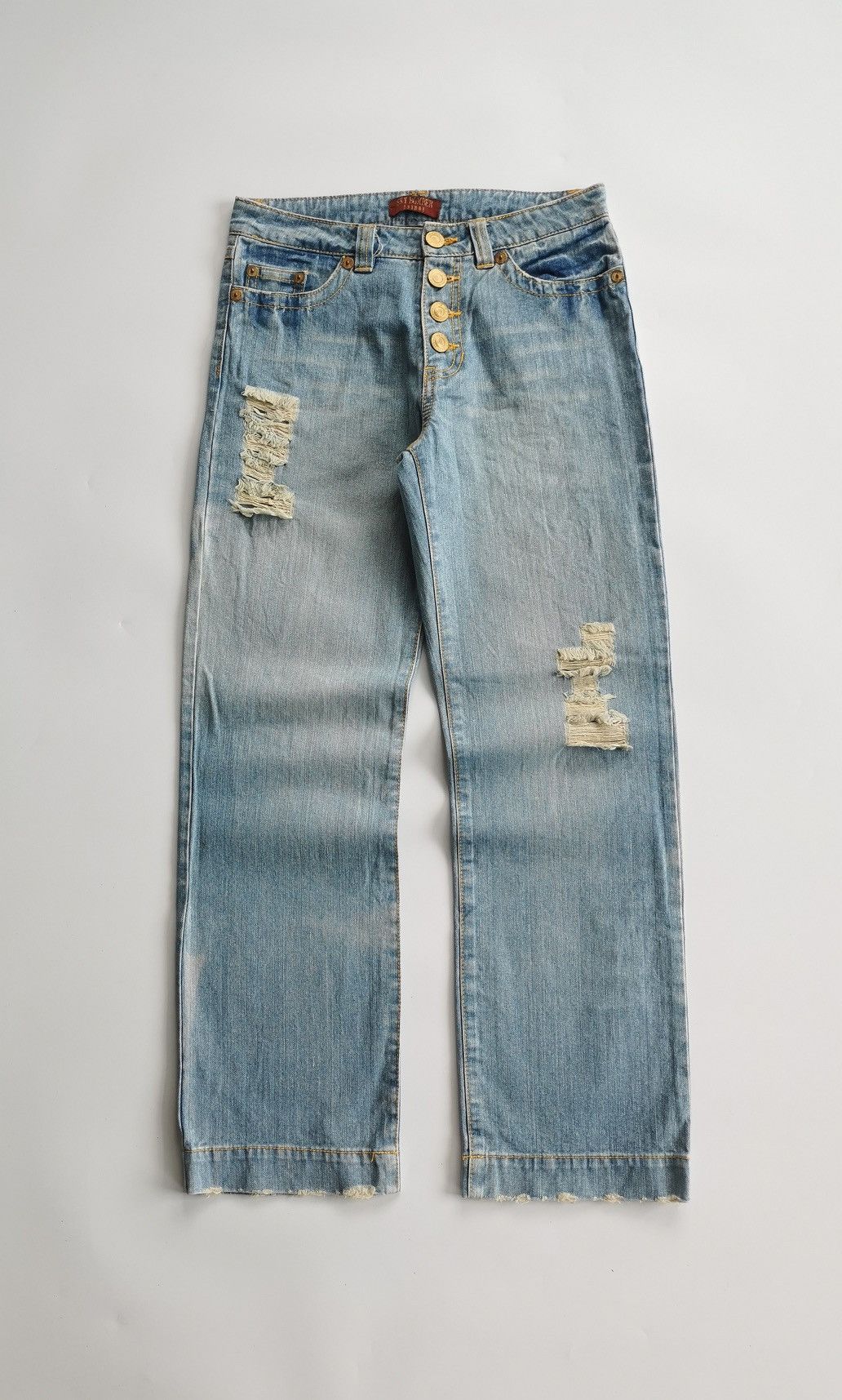 Japanese Brand Sky Bomber Japan Showed Button Distressed Jeans Size US 30 / EU 46 - 3 Thumbnail