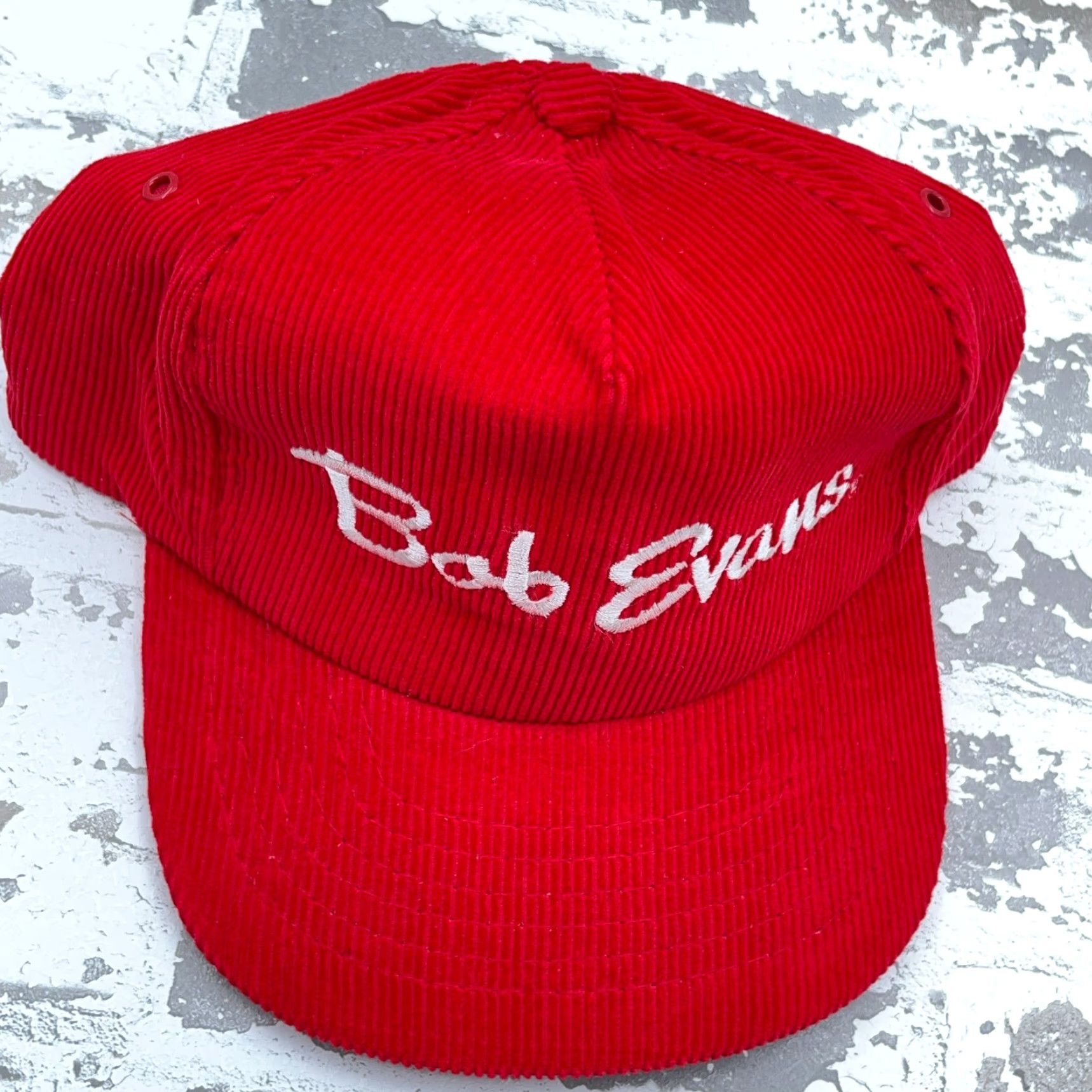 Vintage VINTAGE Bob Evans Trucker Hat Cap Snapback Red Corduroy 90s Racing Food Hat Mens Adjustable Corduroy Red Cotton Cap Size ONE SIZE - 3 Thumbnail