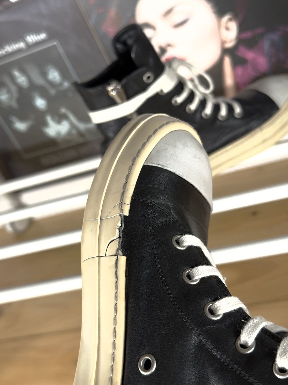 Rick Owens 2013 Mainline High Top Leather Ramones Size US 6 / IT 36 - 14 Thumbnail