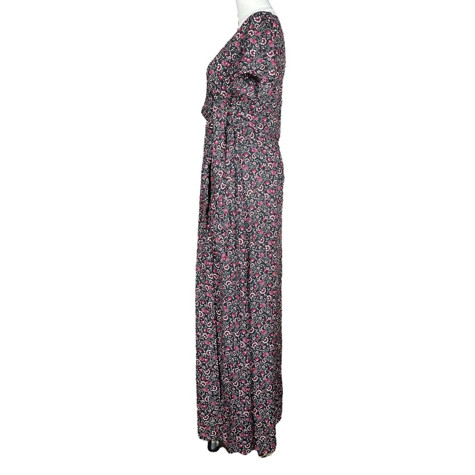 Other Miami Black Floral Print Faux Wrap Tie Maxi Dress Womens XS Size XS / US 0-2 / IT 36-38 - 6 Thumbnail