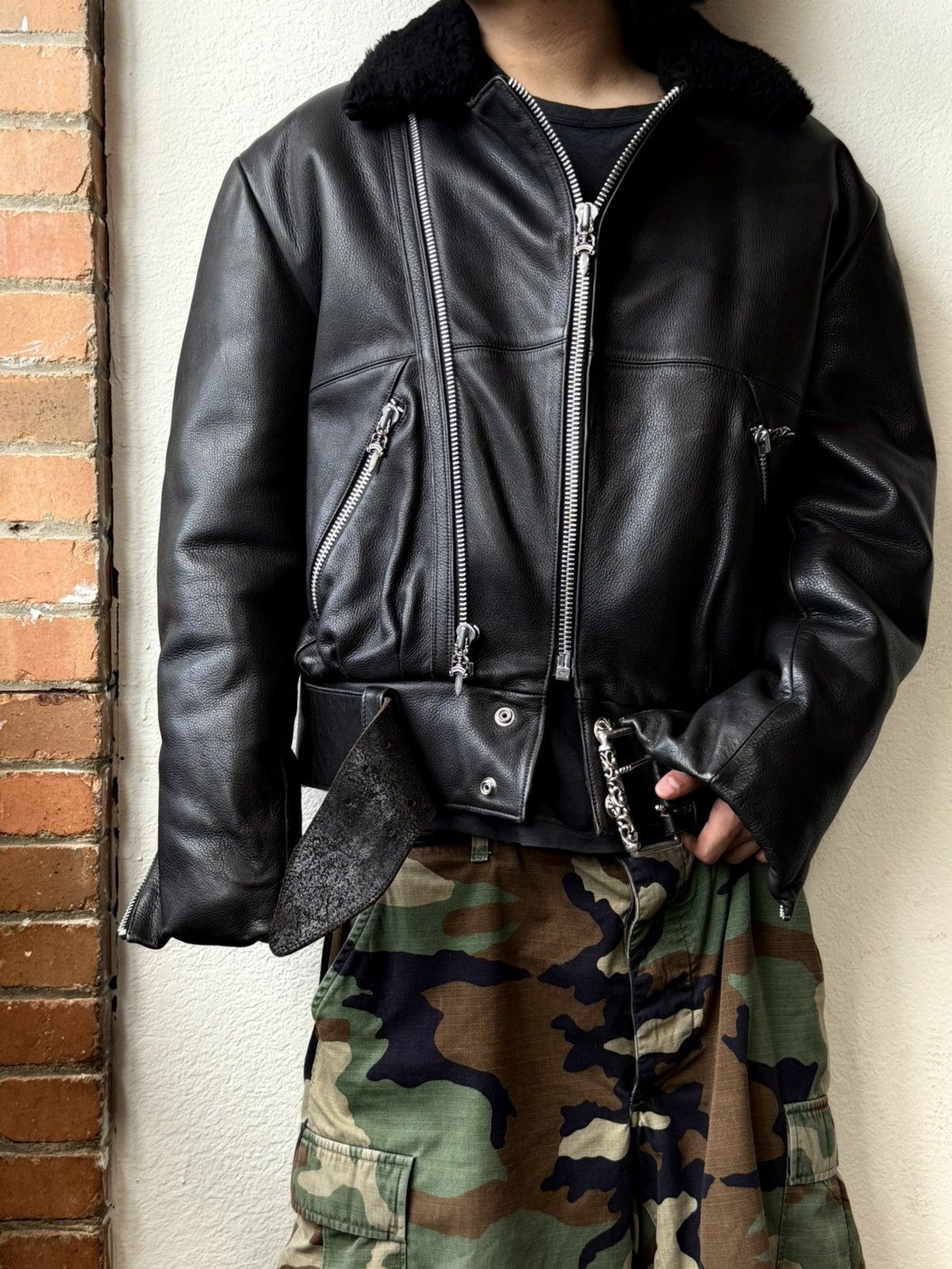 Chrome Hearts Chrome Heart Leather Mink Lined Belt Jacket Size US L / EU 52-54 / 3 - 1 Thumbnail