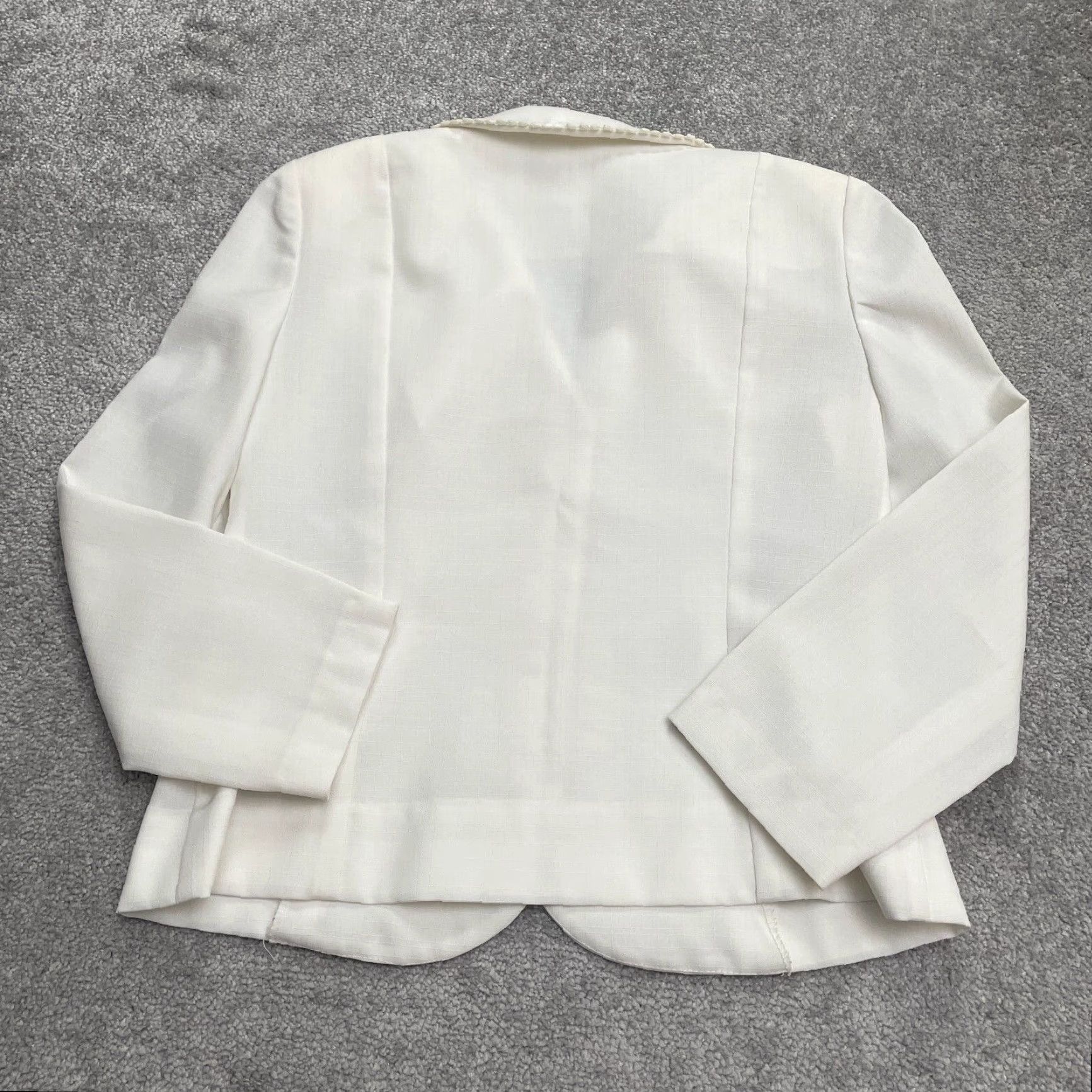 Vintage VINTAGE ILGWU Unlined Blazer Jacket Womens S Ivory Button Up Embroidered Blazer Jacket Size S / US 4 / IT 40 - 2 Thumbnail