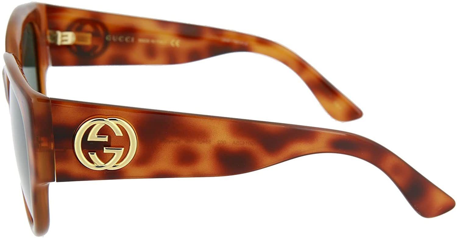 Gucci Gucci GG0142SA 002 Havana/Green Lens Optyl Sunglasses Size ONE SIZE - 9 Thumbnail