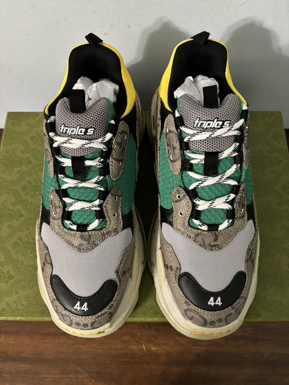 Balenciaga × Gucci Gucci Balenciaga The Hacker Project Triple S Green Yellow Size US 11 / EU 44 - 3 Thumbnail