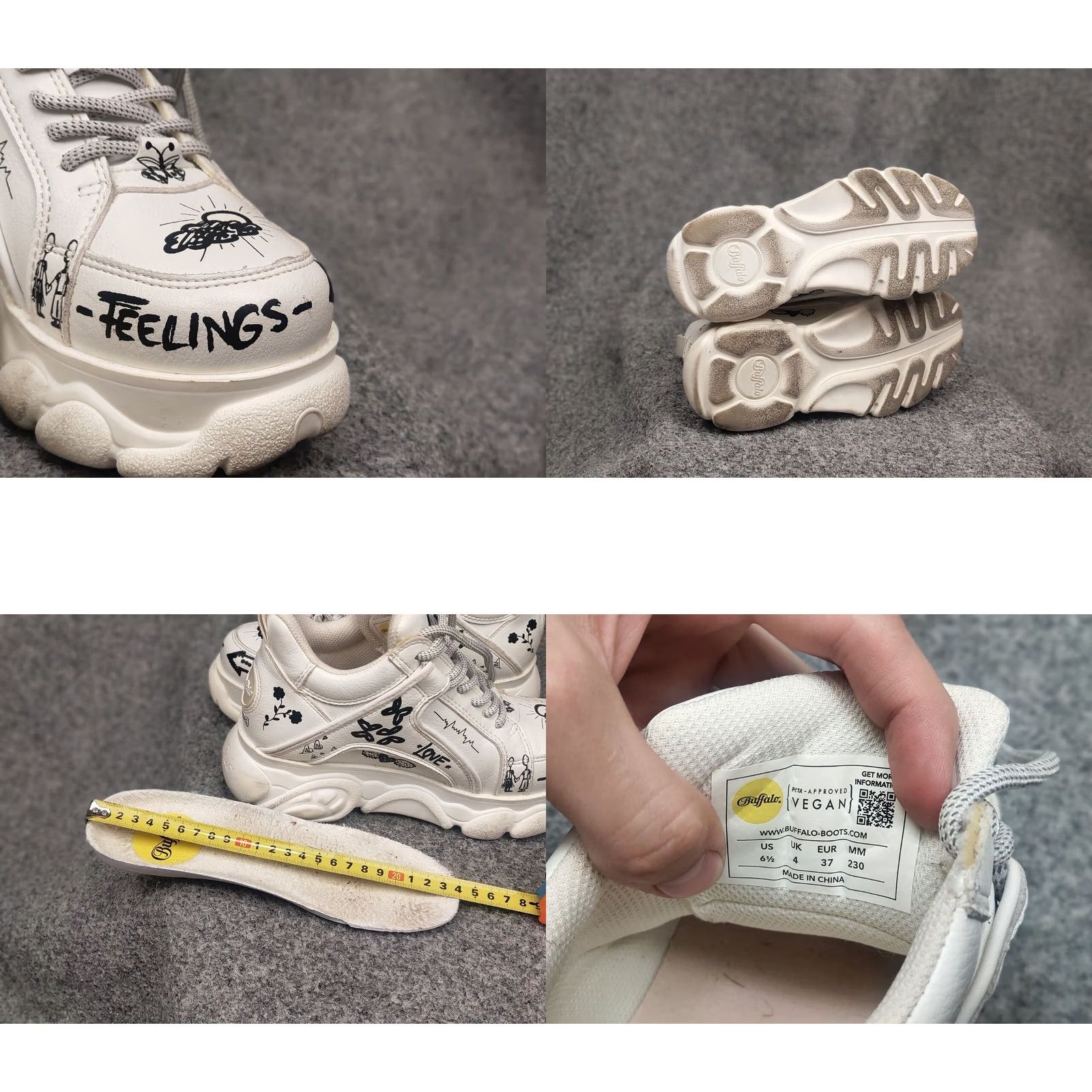 Buffalo London Buffalo Superge White Sneakers Women's 37 US 6.5 90s London Paint Logo Low Top Casual Activewear Running Size US 7 / IT 37 - 11 Thumbnail