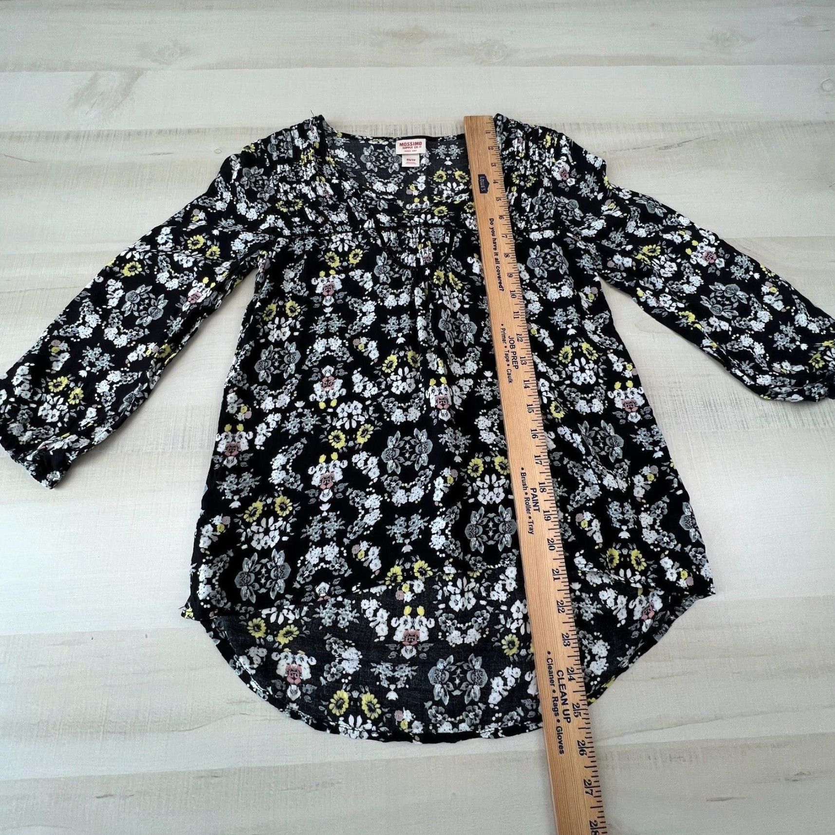Mossimo Mossimo Women's XS Black Floral Peasant Blouse 3/4 Sleeves Top Size XS / US 0-2 / IT 36-38 - 6 Thumbnail