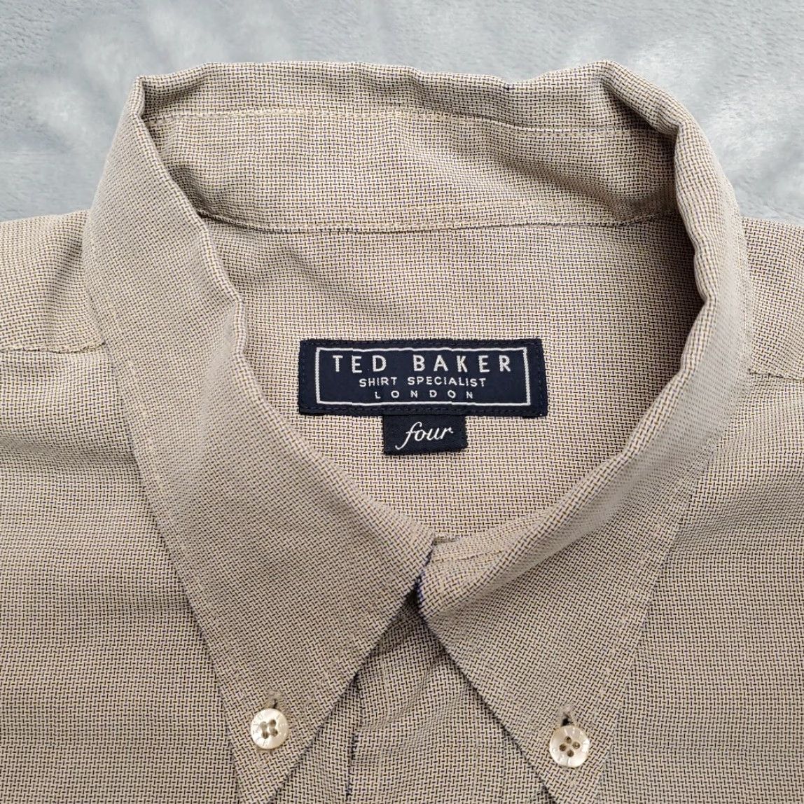 Ted Baker Ted Baker Shirt Mens XL Beige Textured Long Sleeve Button Up Casual Four London Size US XL / EU 56 / 4 - 3 Thumbnail