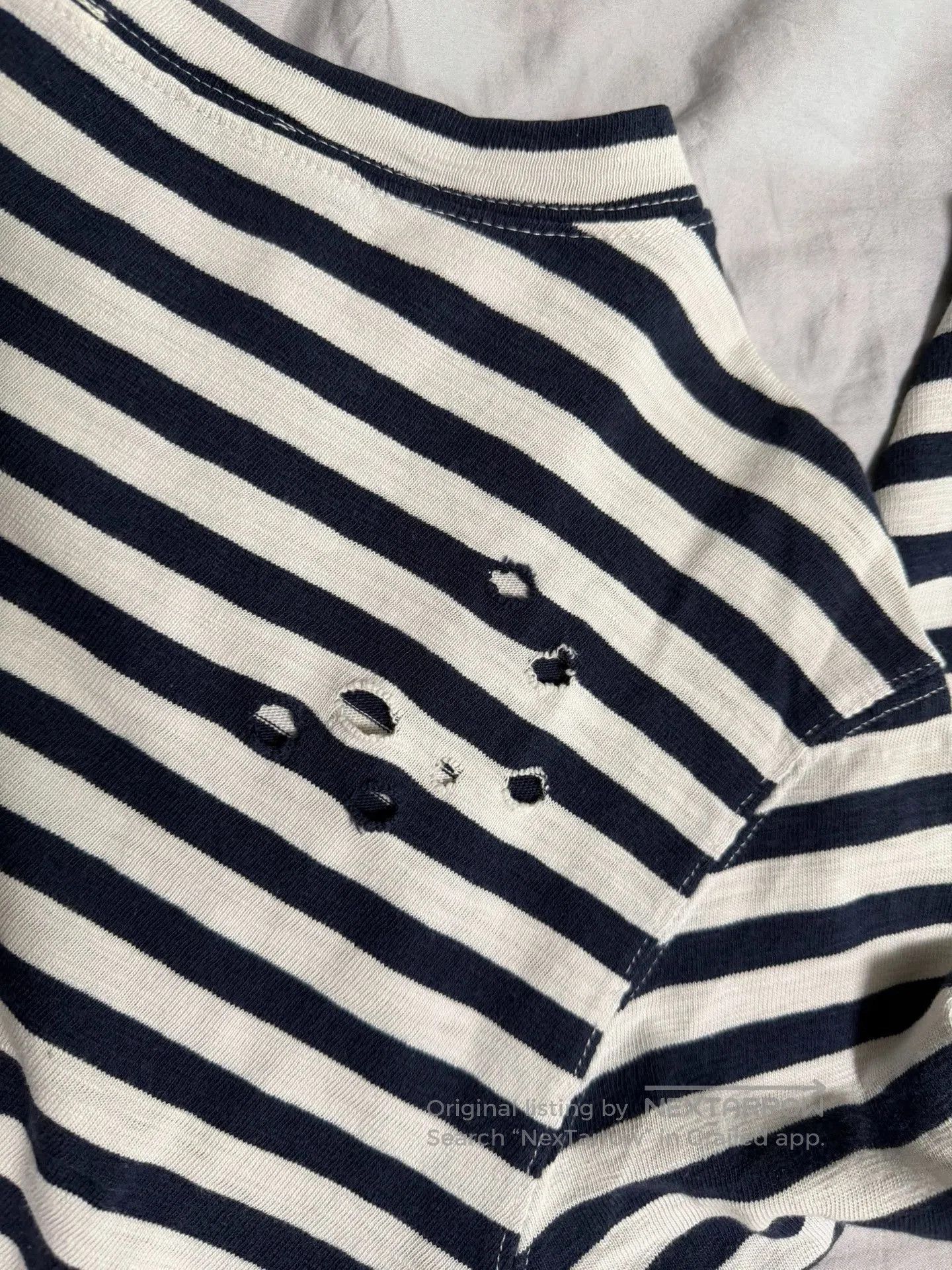 Balmain Balmain 10AW Navy Stripe Distressed LS T. Size US S / EU 44-46 / 1 - 5 Thumbnail