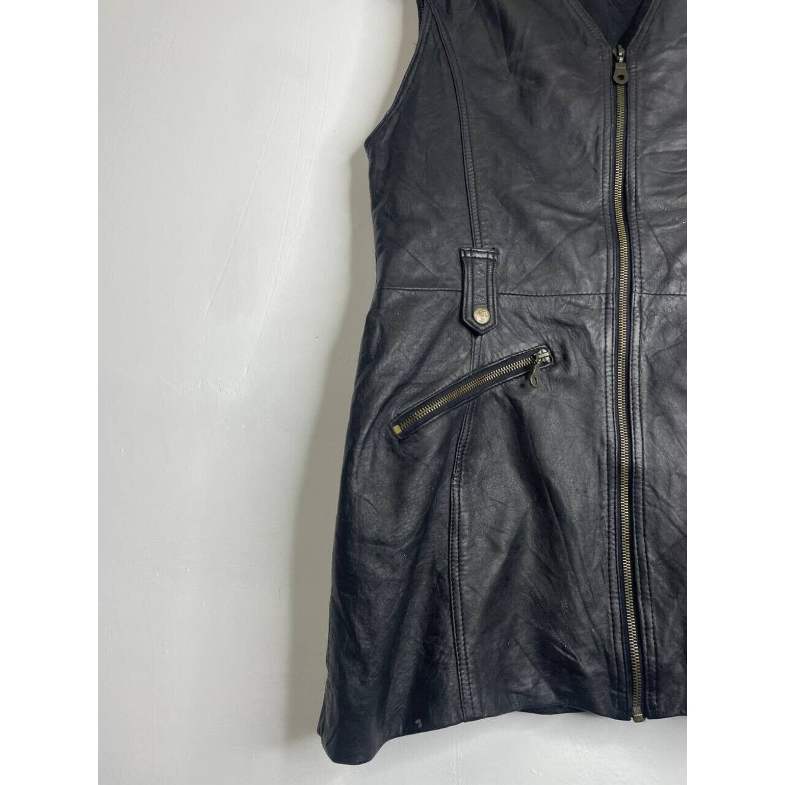 Vintage Vintage Black Leather Long Utility Vest Zipper Details M Size M / US 6-8 / IT 42-44 - 7 Thumbnail