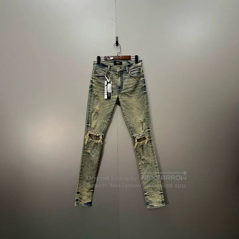 Amiri Amiri Blue Washed Destroyed Long Pants Size US 30 / EU 46 - 1 Thumbnail