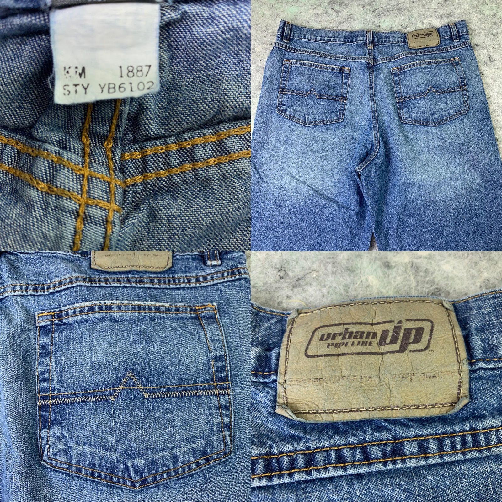 Vintage VINTAGE Urban Pipeline Jeans Mens 38x30 Blue Straight Leg Relaxed Distressed 90s Jeans Mens Size US 38 / EU 54 - 9 Thumbnail