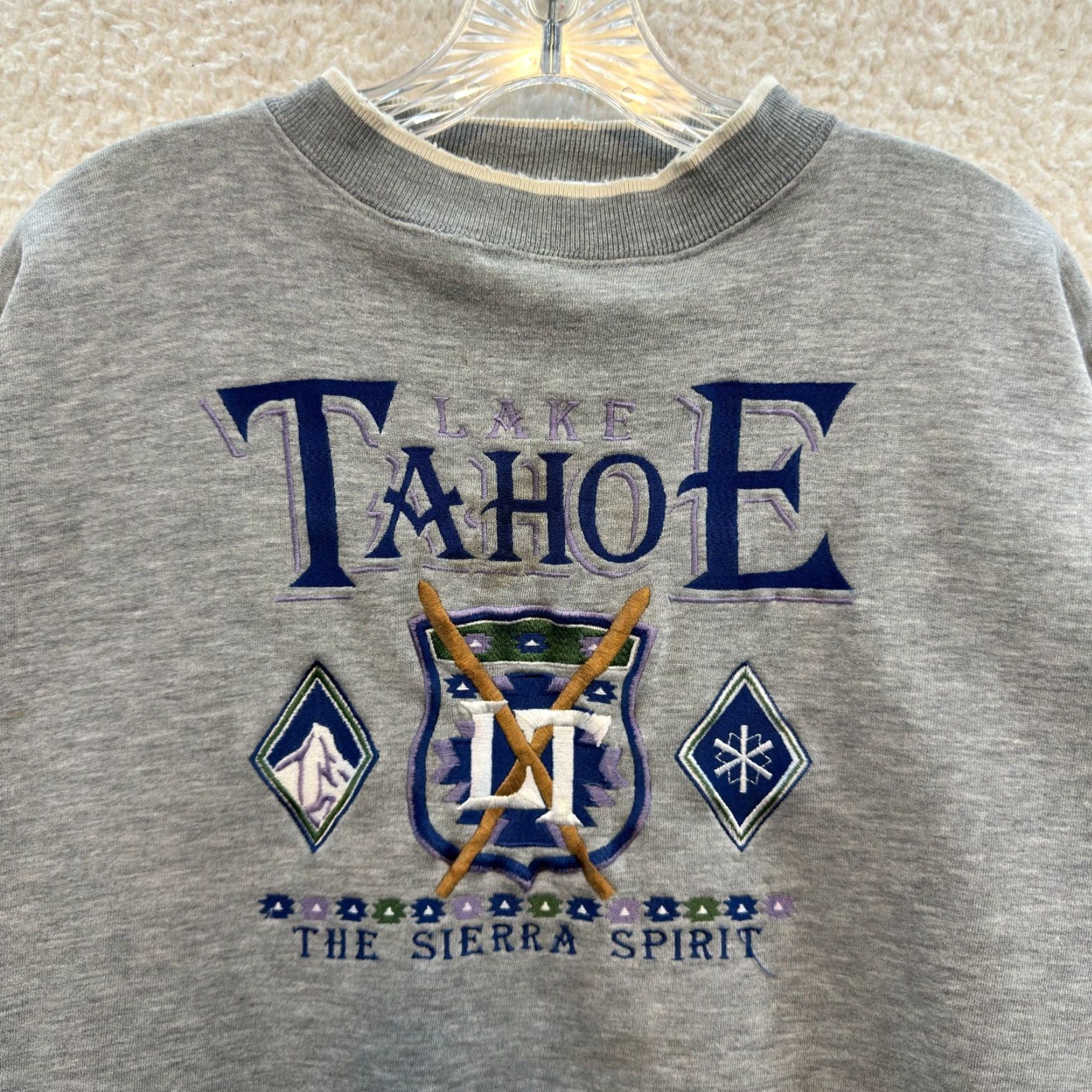 Vintage VINTAGE Lake Tahoe Sweatshirt Sweater XL Grey Embroidered Crewneck Pullover Danaggers Crewneck XL Mens Ladies or Boys Girls Size US XL / EU 56 / 4 - 3 Thumbnail