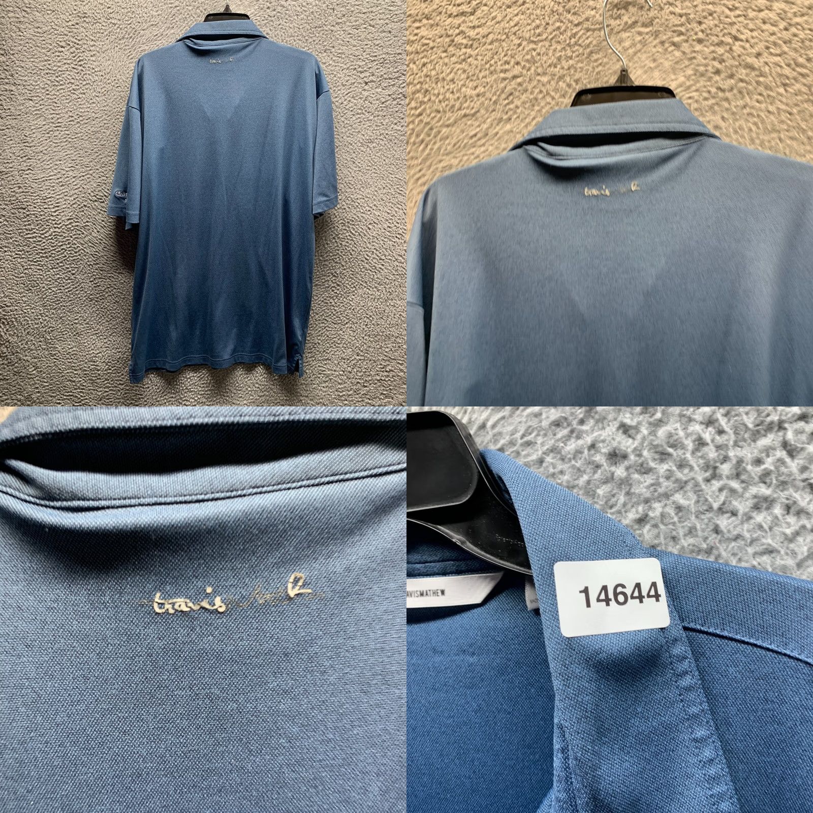 TravisMathew Travis Mathew Polo Shirt Adult 2XL Blue Golf Breathable Mens Regular Short Sleeve Collared Solid Pattern Polo Shirt Size US XXL / EU 58 / 5 - 9 Thumbnail