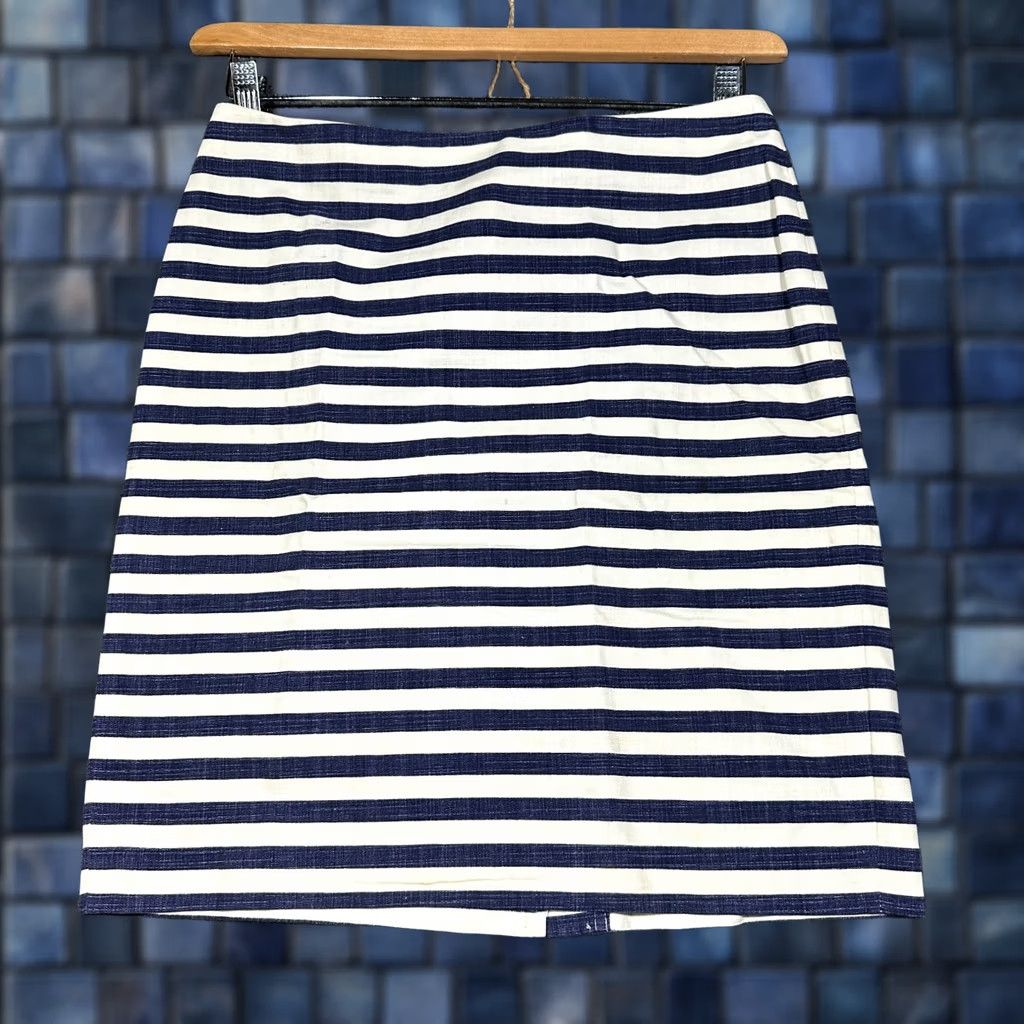 Talbots Talbots Skirt Womens 2 Petite Striped Midi Cotton Back Zip Vent Multicolor Small Careers? Size 26" / US 2 / IT 38 - 1 Thumbnail