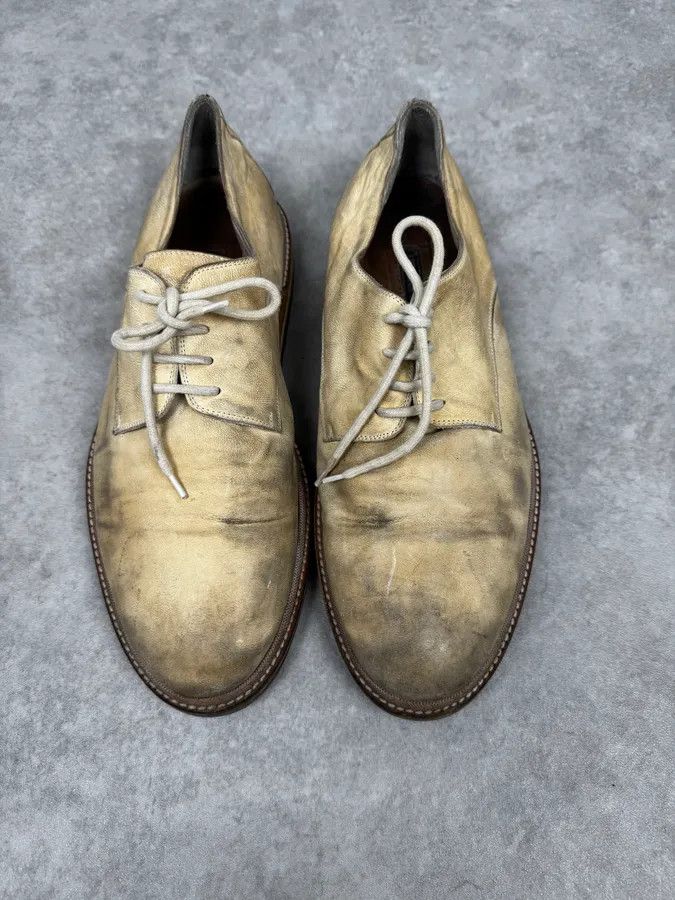Ann Demeulemeester Ann Demeulemeester Beige Eroded Leather Boots Size US 11 / EU 44 - 2 Thumbnail