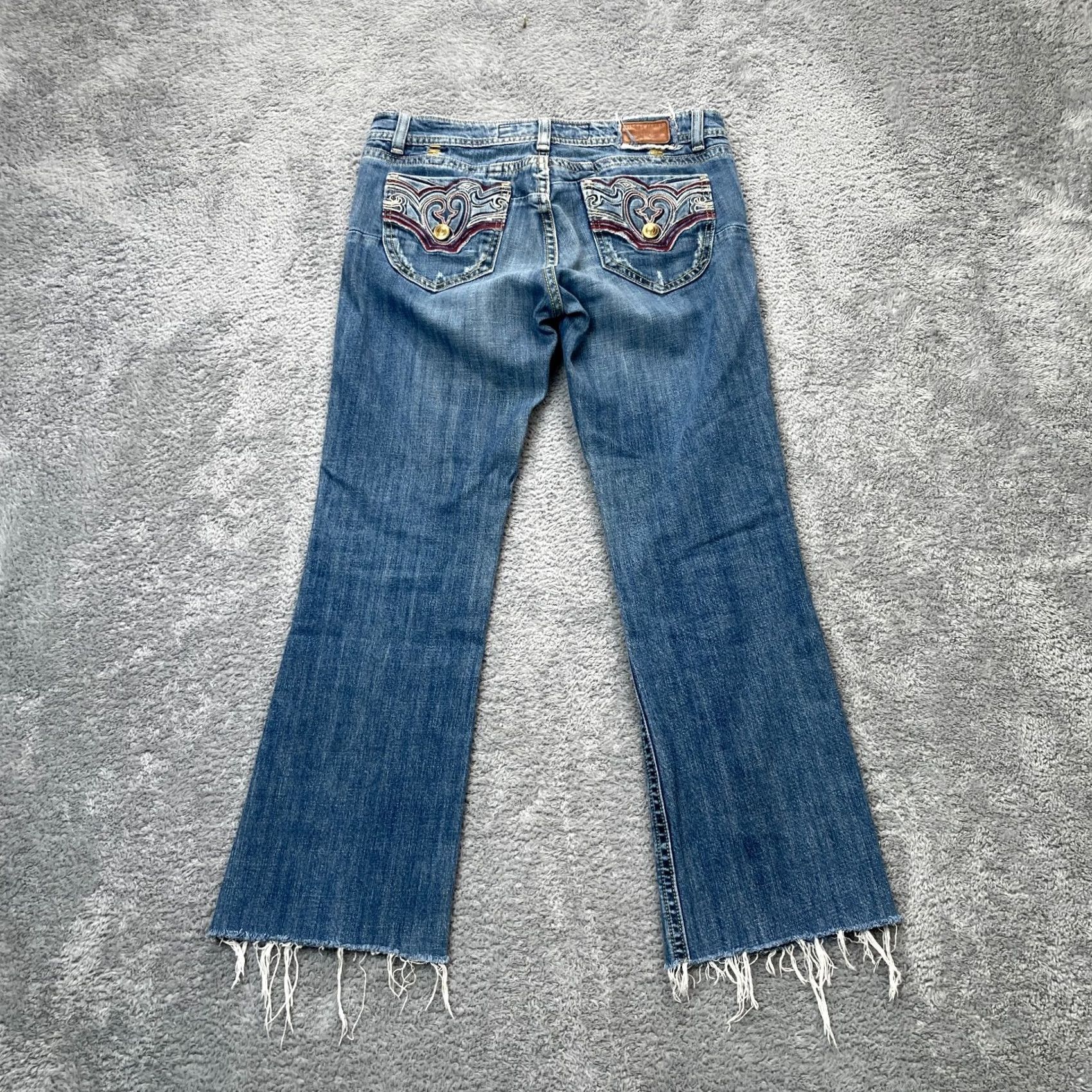 Vintage VIGOSS Jeans Women 29 Blue Denim Bootcut Embroidered Frayed Hem Western Cowgirl City Preppy Bootscut Women Size 24" / US 00 / IT 34 - 5 Thumbnail