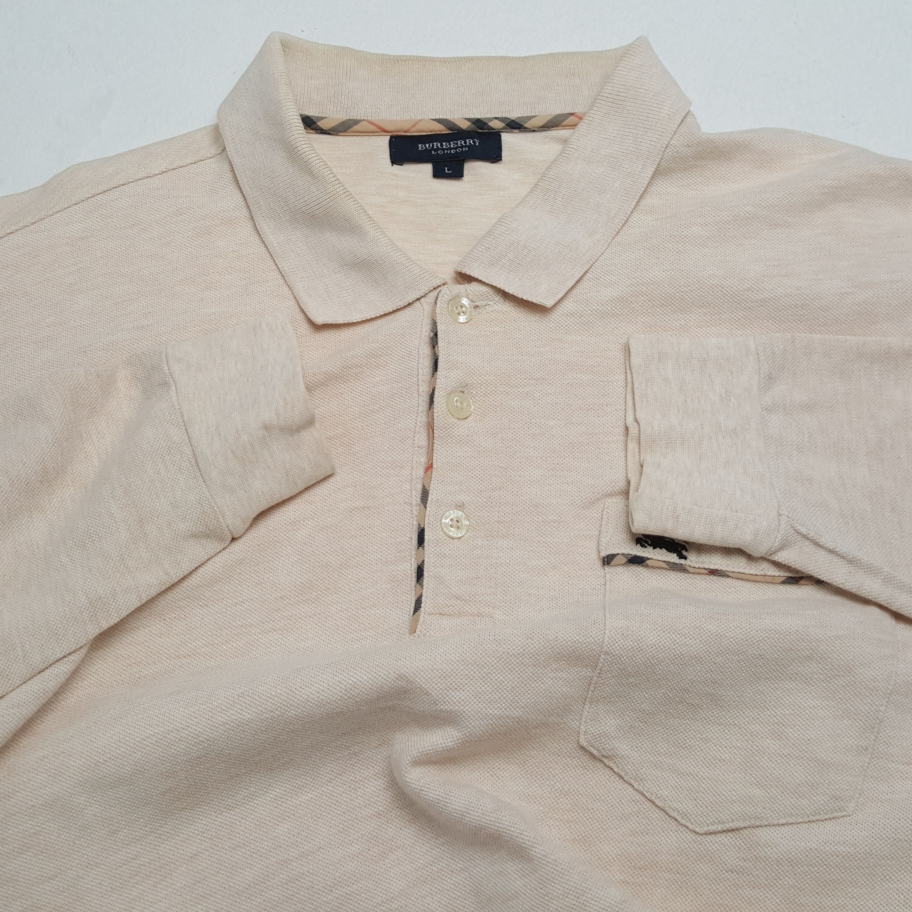Burberry × Vintage Vintage BURBERRY LONDON Luxury Brand Long Sleeve Polos Size US L / EU 52-54 / 3 - 9 Thumbnail