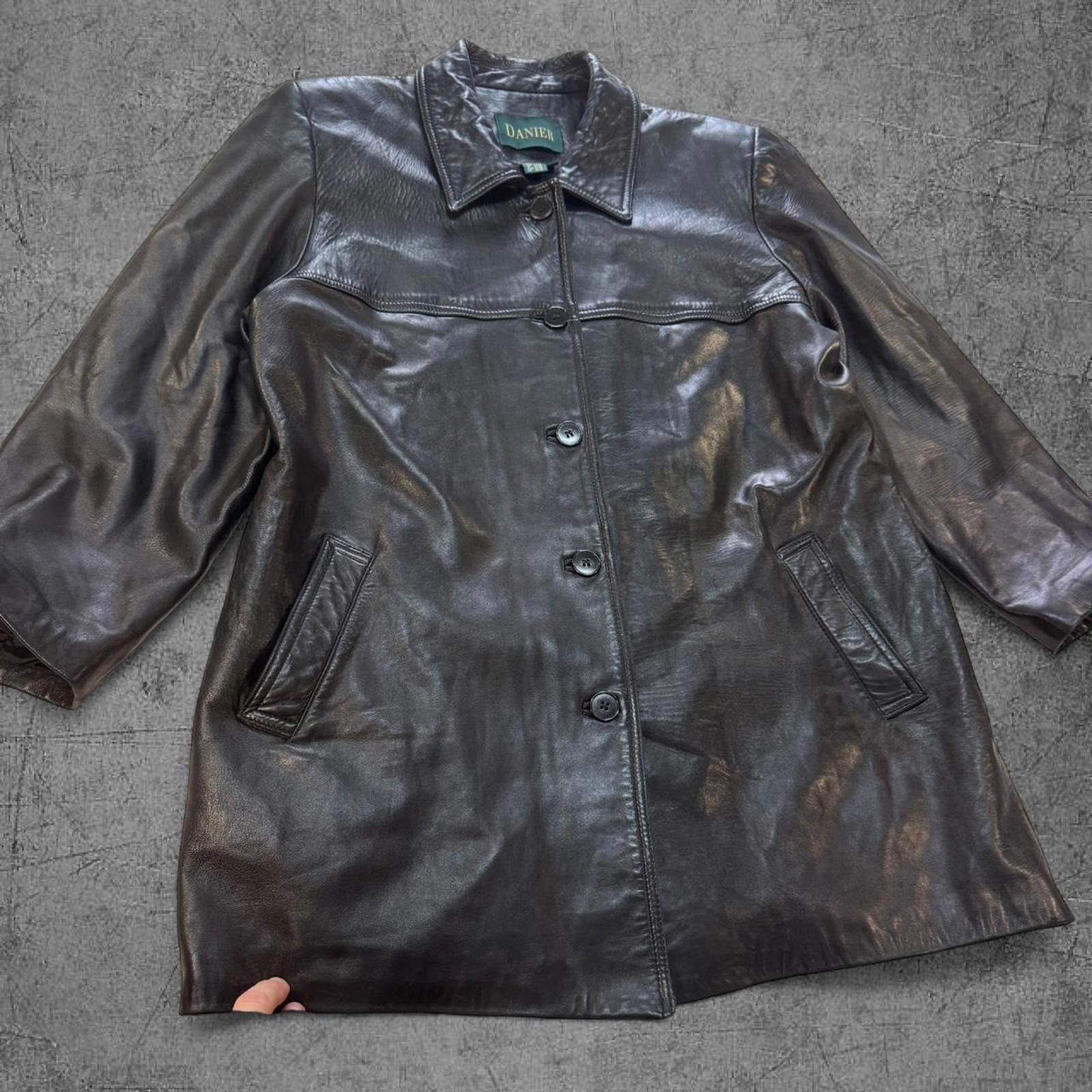 Leather Vintage Danier Button Up Leather Trench Coat Size XL / US 12-14 / IT 48-50 - 4 Thumbnail