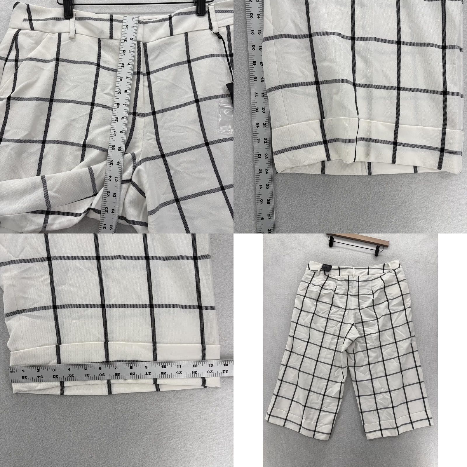 Vintage Lane Bryant Lena Tailored Crop Pants Womens 18 White Wide Leg Windowpane NWT Size 40" / US 18 - 8 Thumbnail
