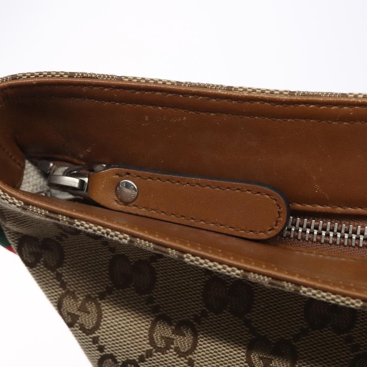 Gucci GUCCI GG Canvas Web Sherry Line Shoulder Bag Beige Silver Size ONE SIZE - 15 Thumbnail