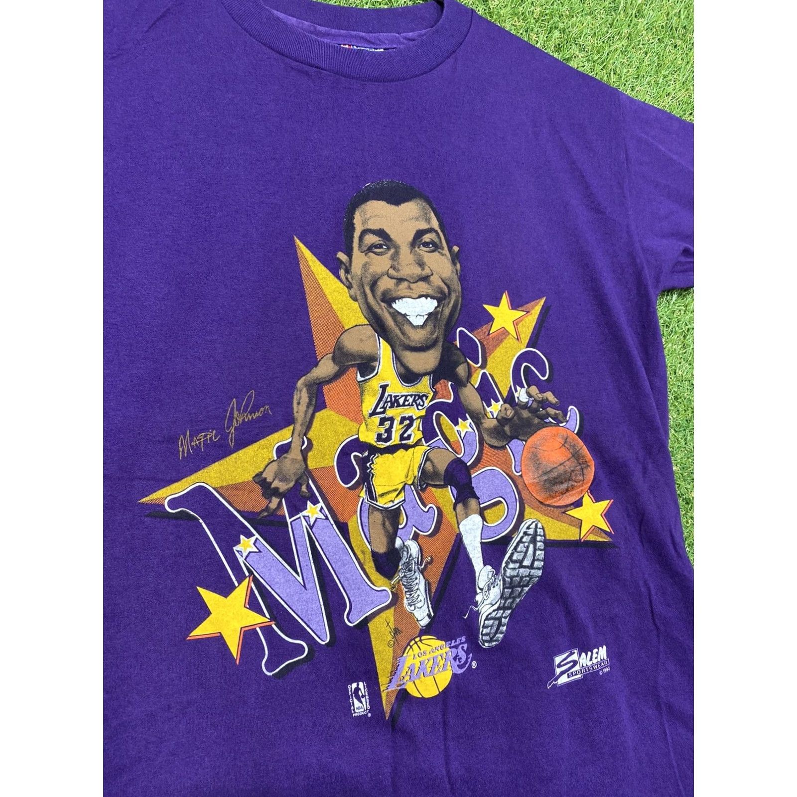 Vintage VINTAGE Lakers Magic Johnson Shirt Mens M Purple 1990s NBA Cartoon Print Short Sleeve Crew Neck Model: Sportsman Size US M / EU 48-50 / 2 - 3 Thumbnail