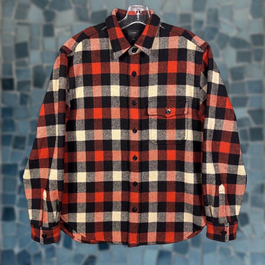 J.Crew J. Crew Shirt Jacket Mens M Wool Buffalo Plaid Mackinaw E3429 Wallace Barnes Red Wool Jacket Men M Plaid Overcoat Size US M / EU 48-50 / 2 - 1 Thumbnail
