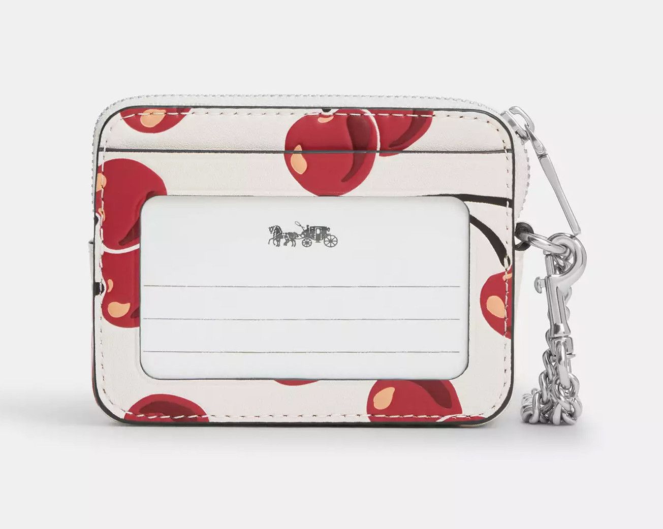 折りたたみ財布 COACH Zip Card Case With Cherry Print  CZ761 COACH Zip Card Case With Heart Cherry Print Chalk Style No