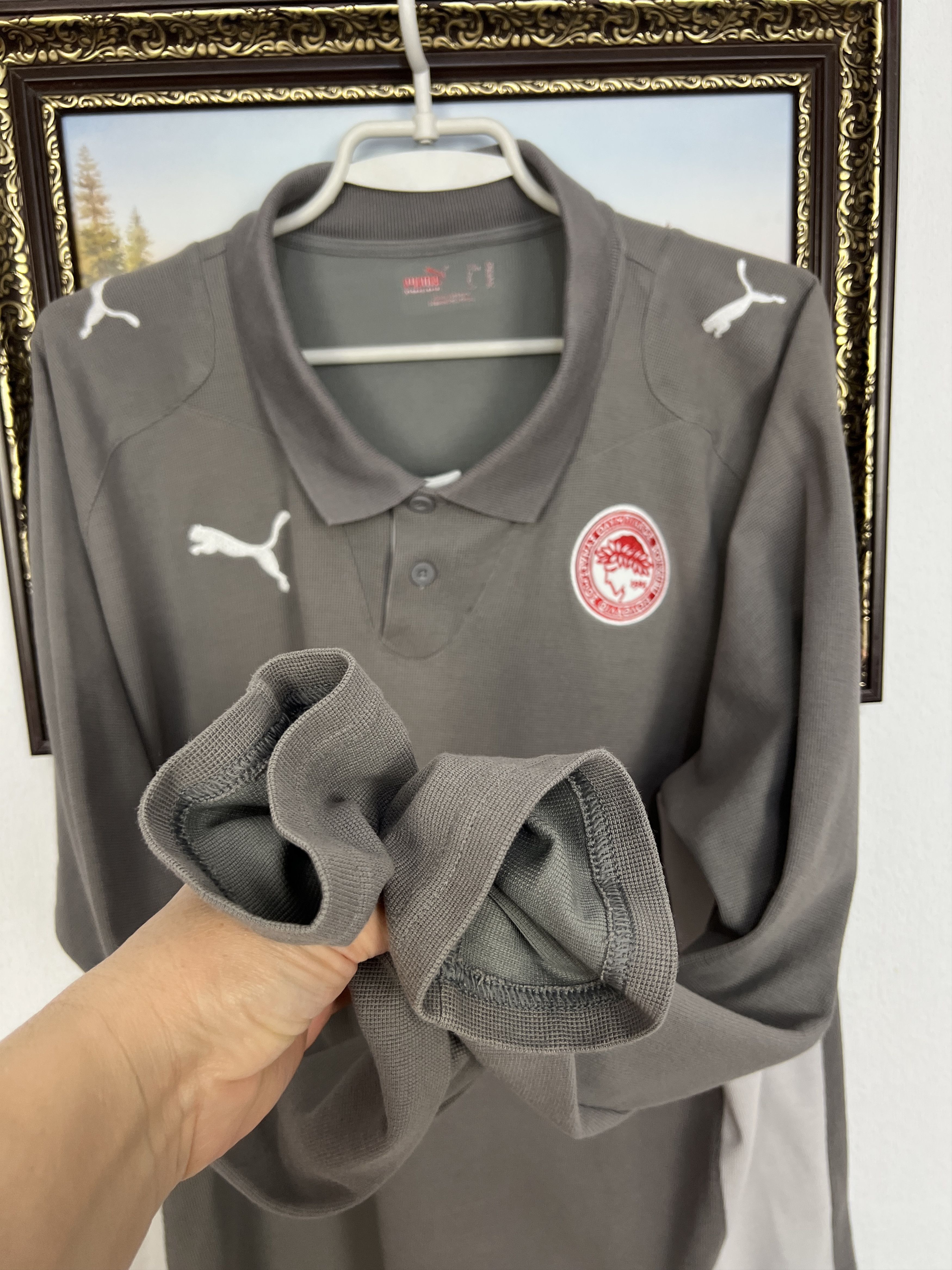 Puma Olympiacos Football Long Sleeve Polo Train Shirt Jersey Size US XL / EU 56 / 4 - 4 Thumbnail