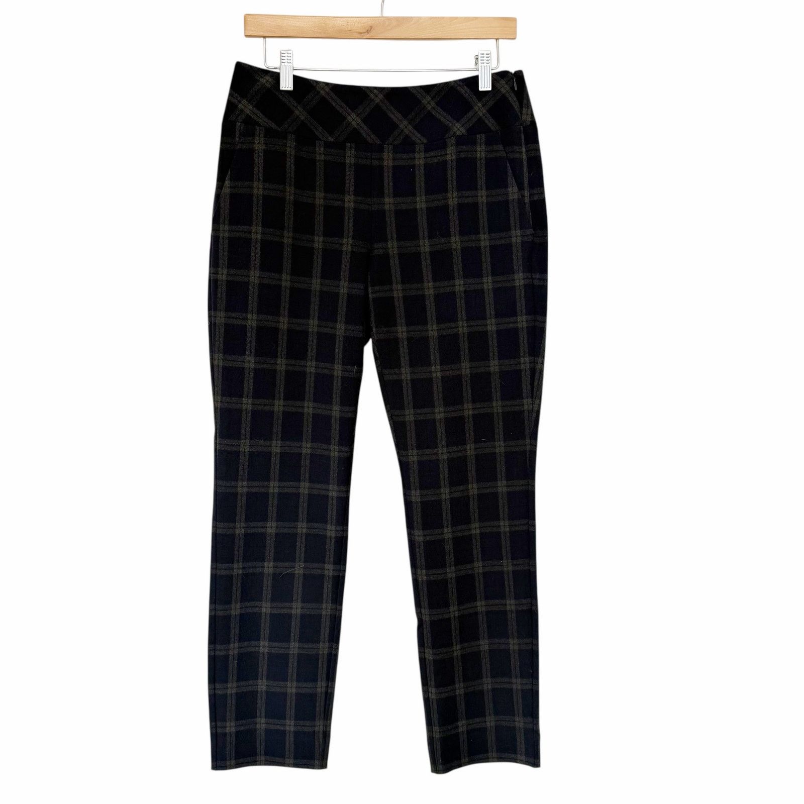 Other Cabi Navy Plaid Connery Trousers Sz 6 Size 28" / US 6 / IT 42 - 1 Thumbnail