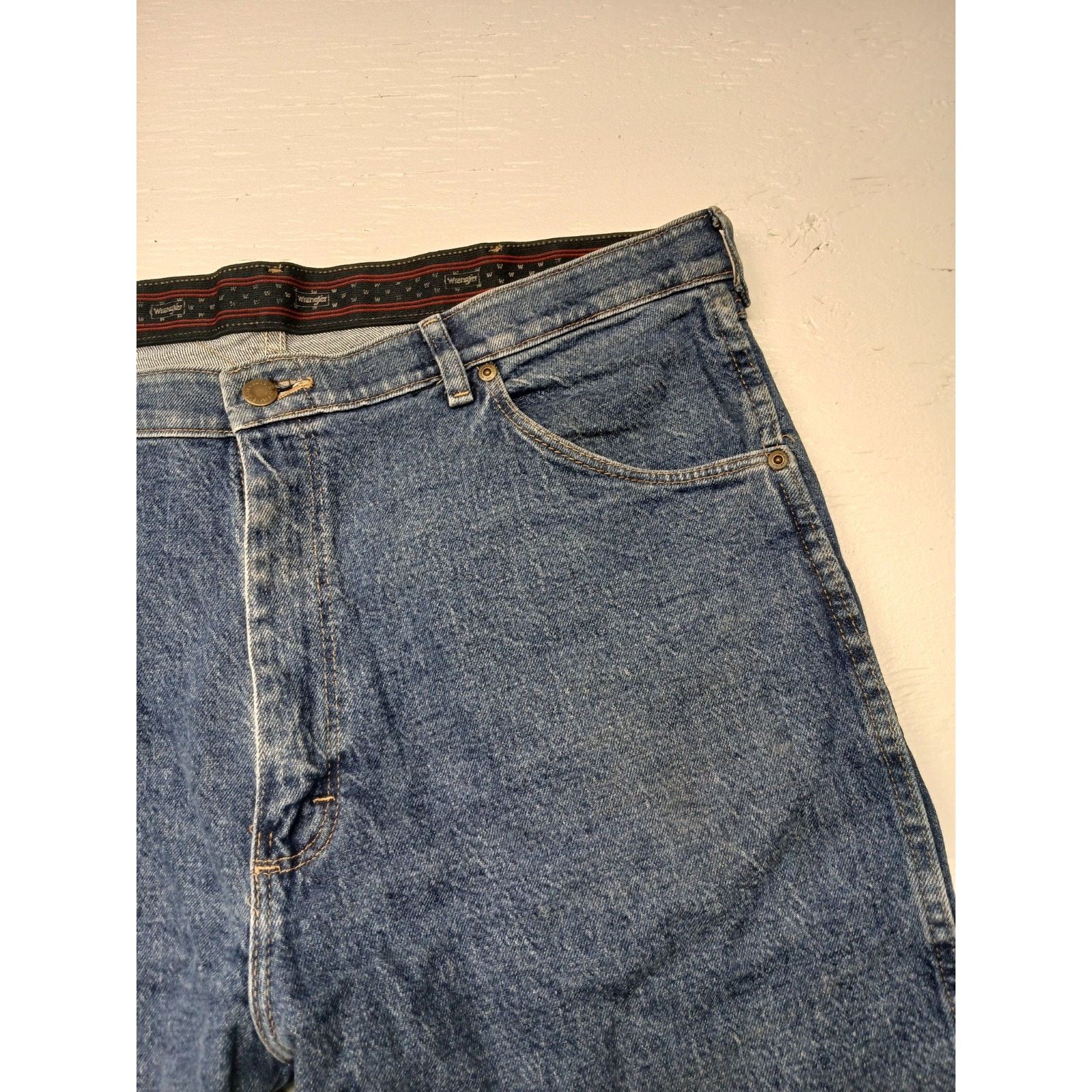 Wrangler Wrangler (38x32) Men's Straight Blue Denim Jeans Size US 38 / EU 54 - 2 Thumbnail