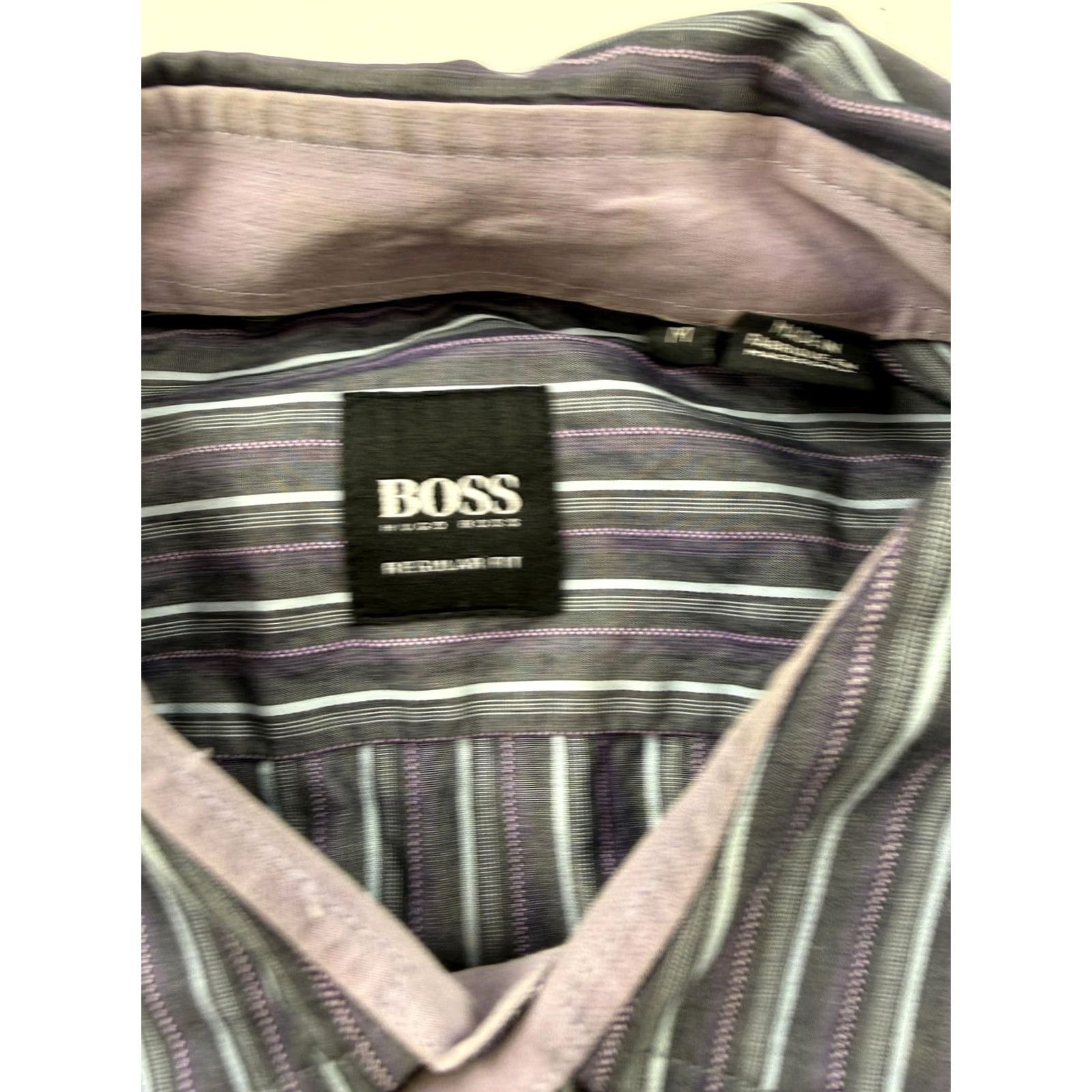Hugo Boss BOSS Hugo Boss Shirt Mens M Gray Striped Long Sleeve Regular Fit Dress Top Size US M / EU 48-50 / 2 - 4 Thumbnail
