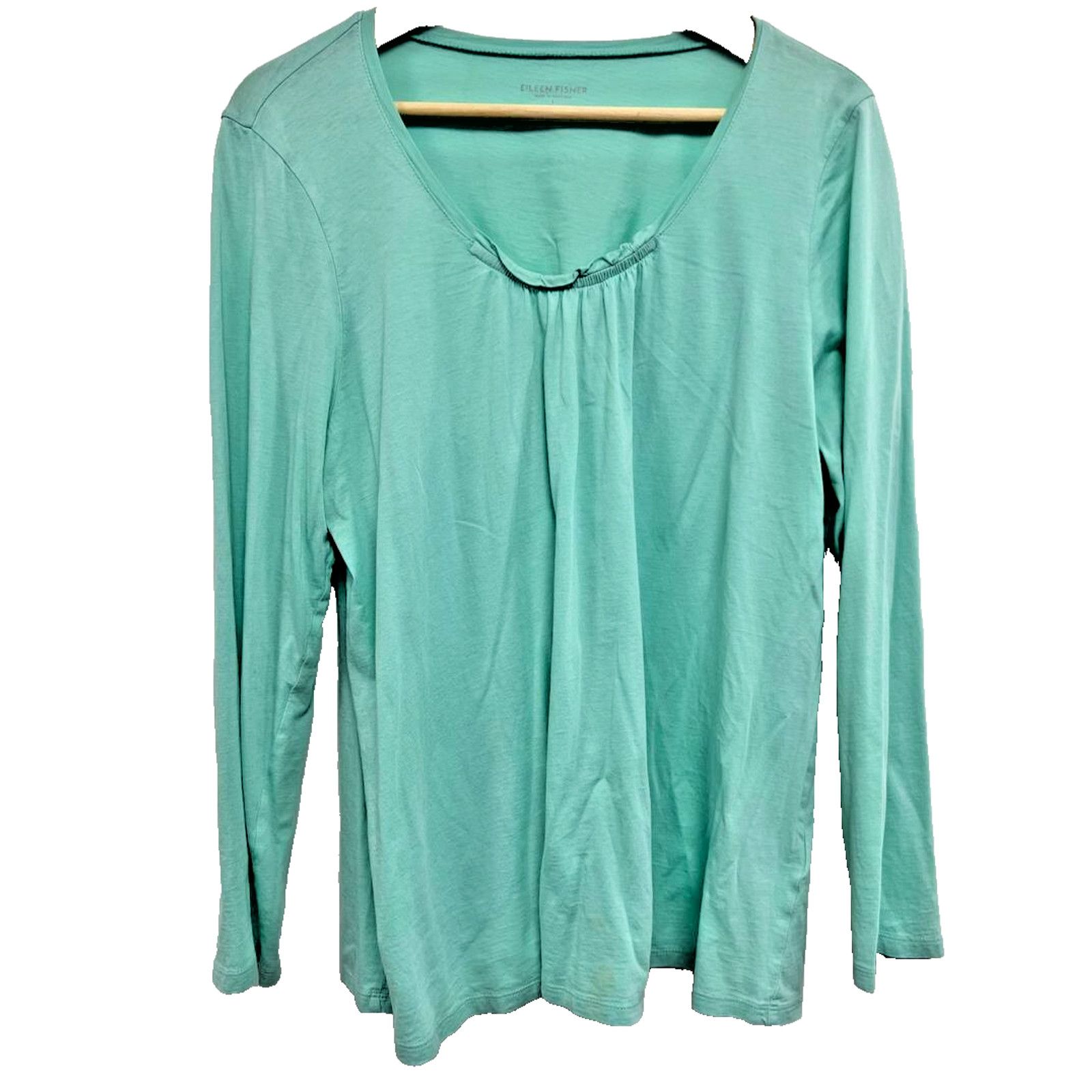 Eileen Fisher EILEEN FISHER 100% Organic Cotton Long Sleeve Top L A000719 Size L / US 10 / IT 46 - 1 Thumbnail